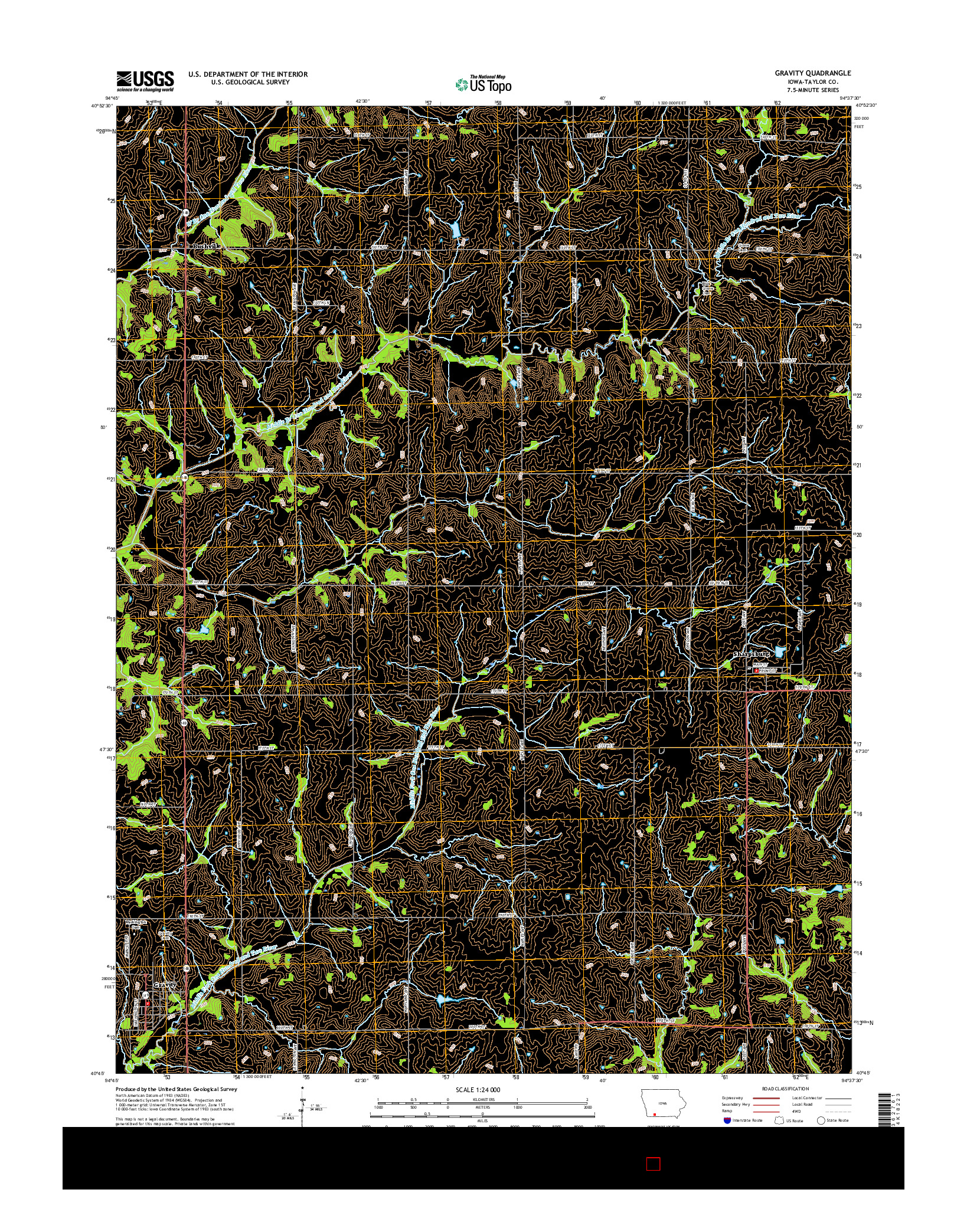 USGS US TOPO 7.5-MINUTE MAP FOR GRAVITY, IA 2015