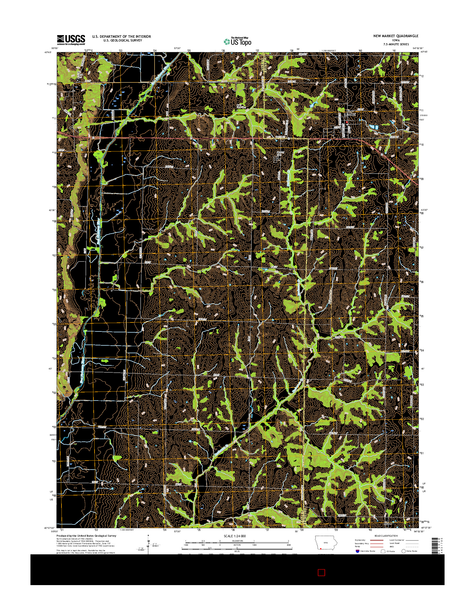 USGS US TOPO 7.5-MINUTE MAP FOR NEW MARKET, IA 2015