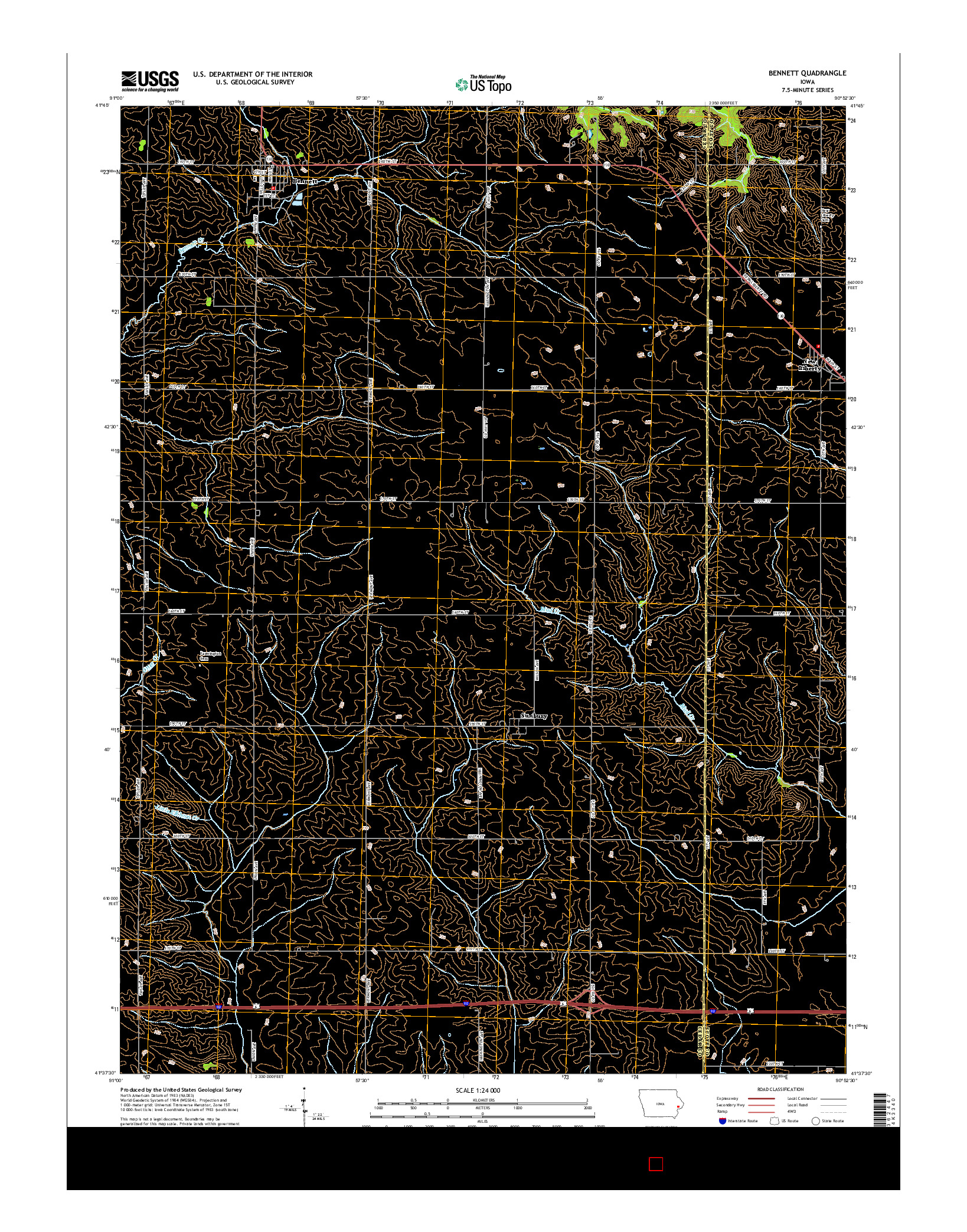 USGS US TOPO 7.5-MINUTE MAP FOR BENNETT, IA 2015