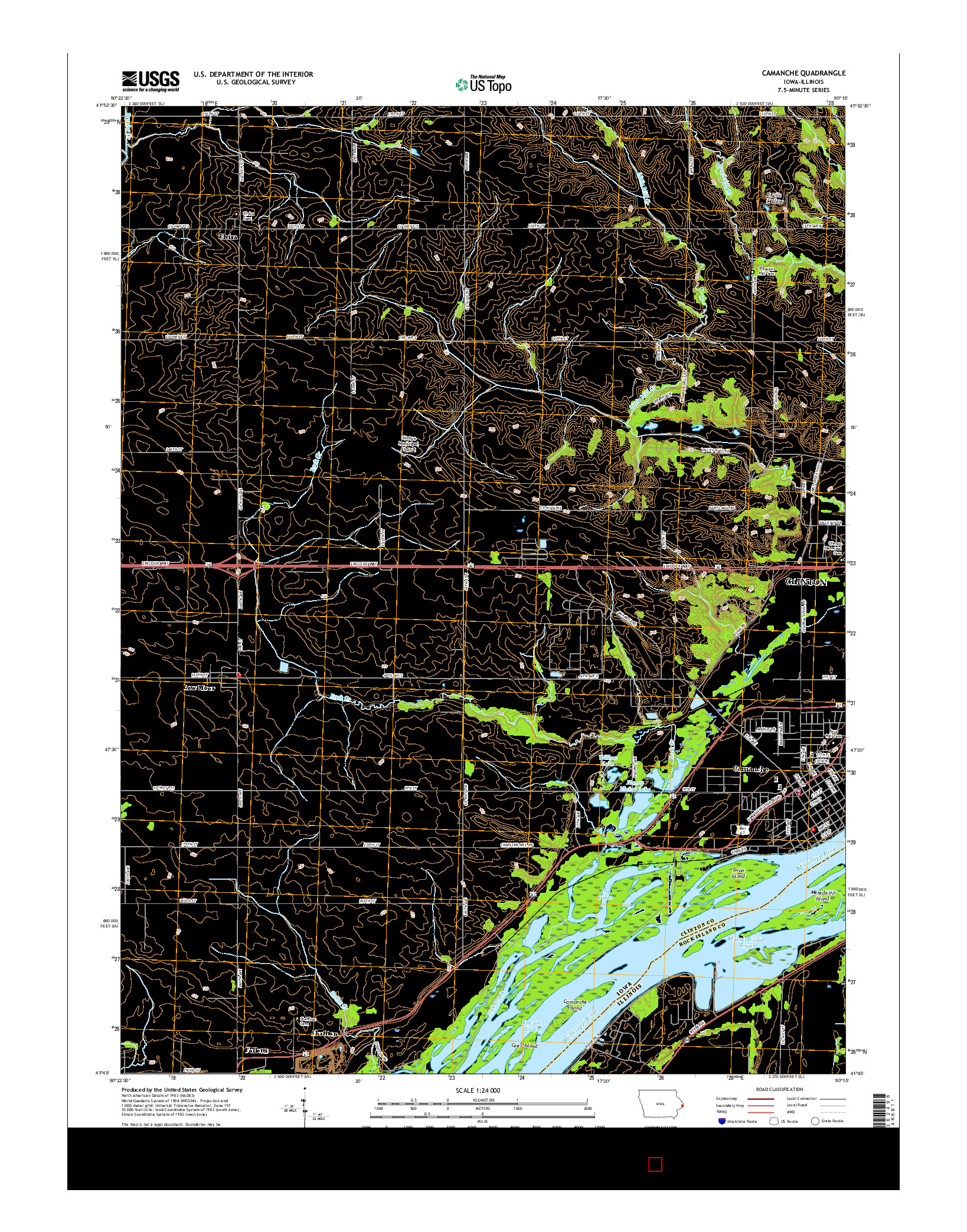 USGS US TOPO 7.5-MINUTE MAP FOR CAMANCHE, IA-IL 2015