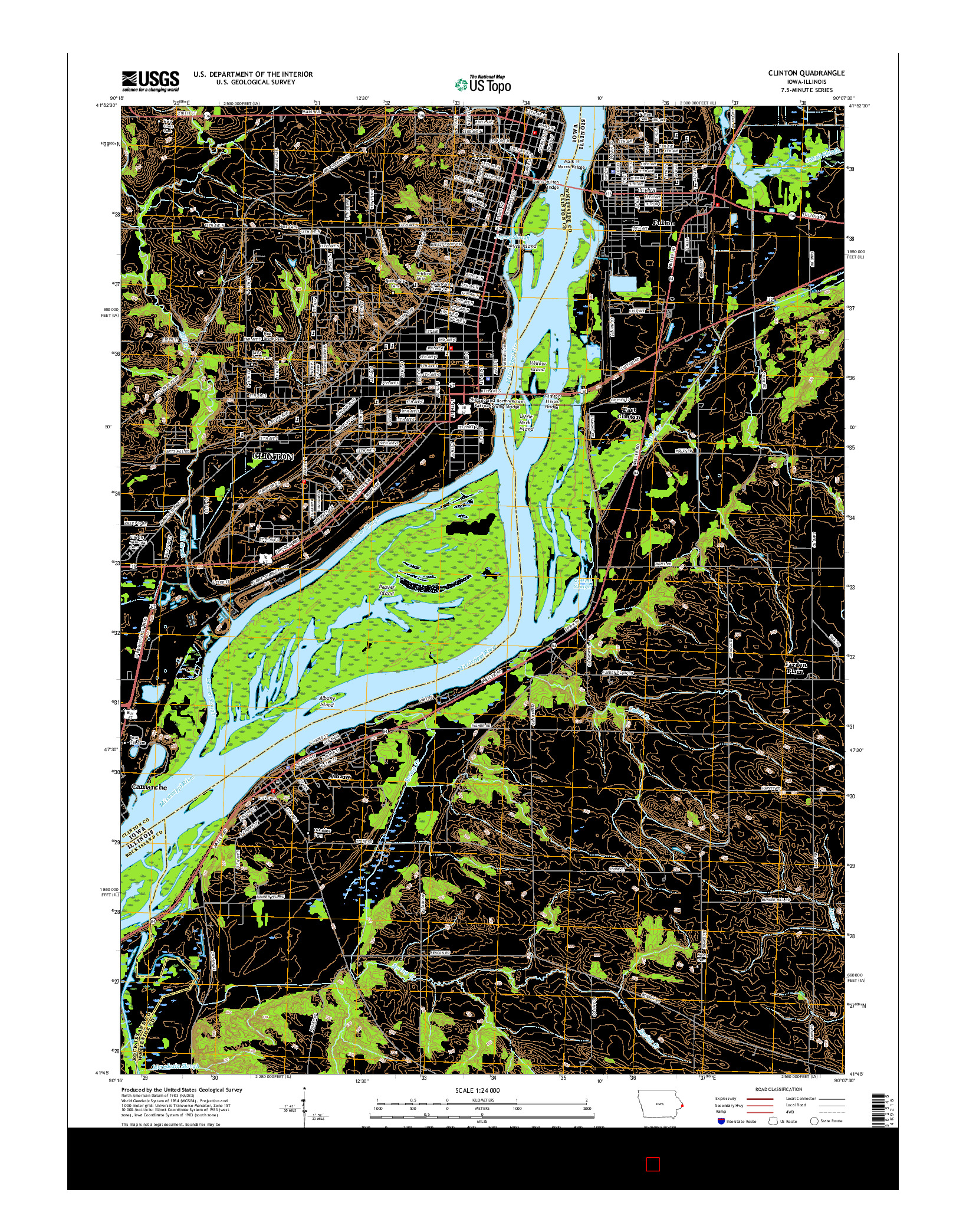 USGS US TOPO 7.5-MINUTE MAP FOR CLINTON, IA-IL 2015