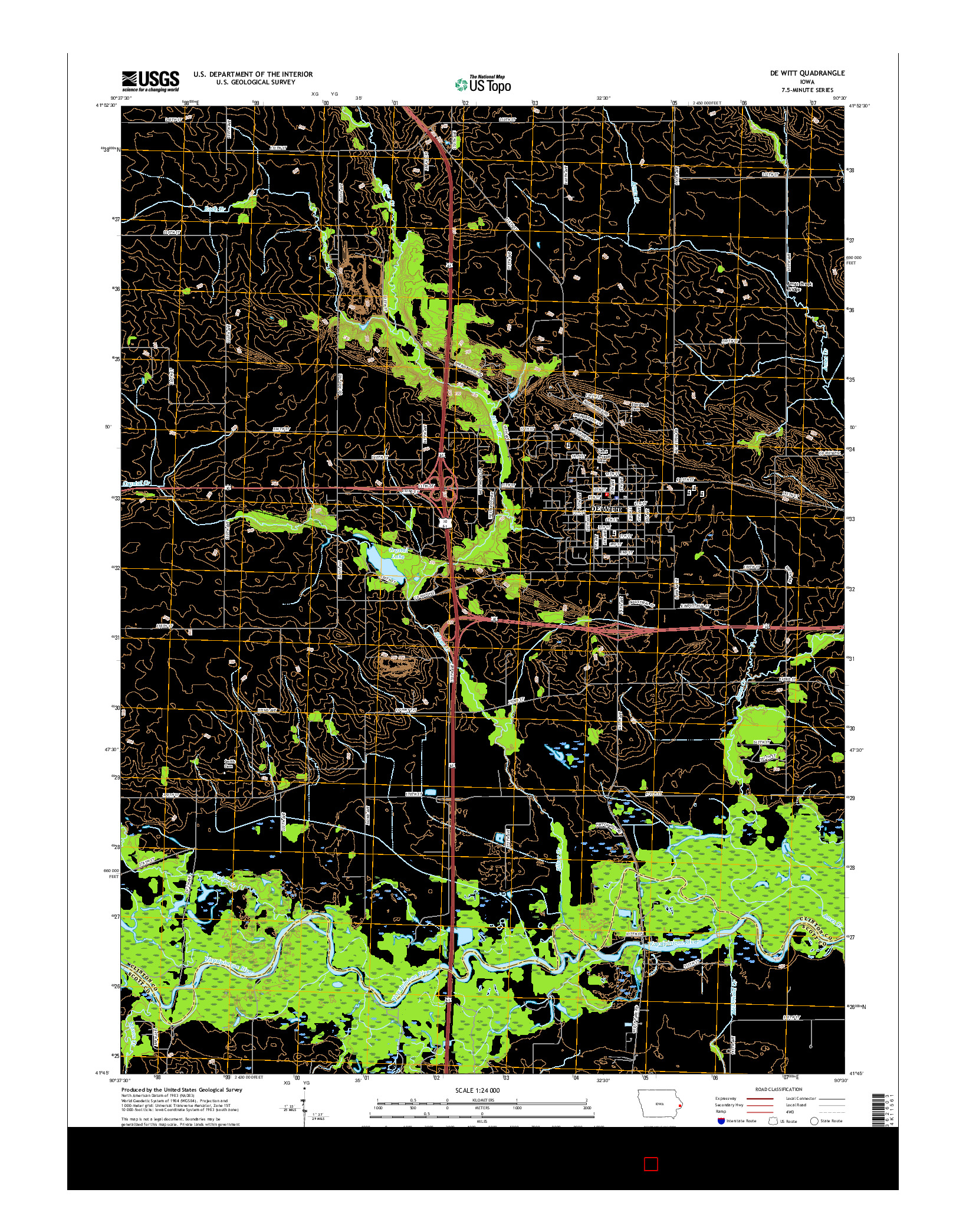 USGS US TOPO 7.5-MINUTE MAP FOR DE WITT, IA 2015