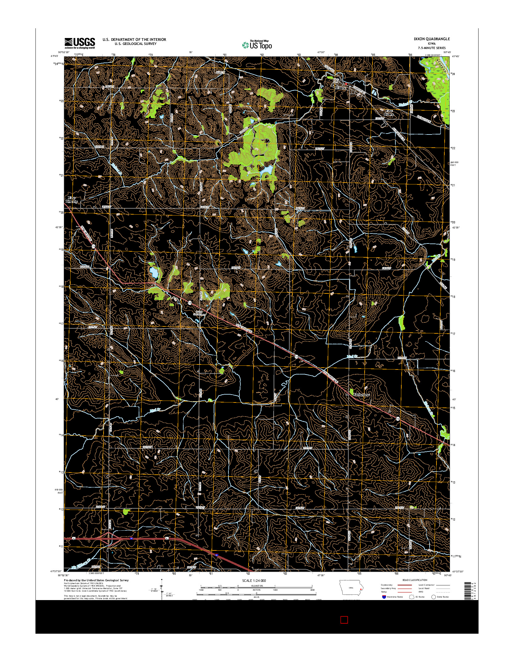 USGS US TOPO 7.5-MINUTE MAP FOR DIXON, IA 2015