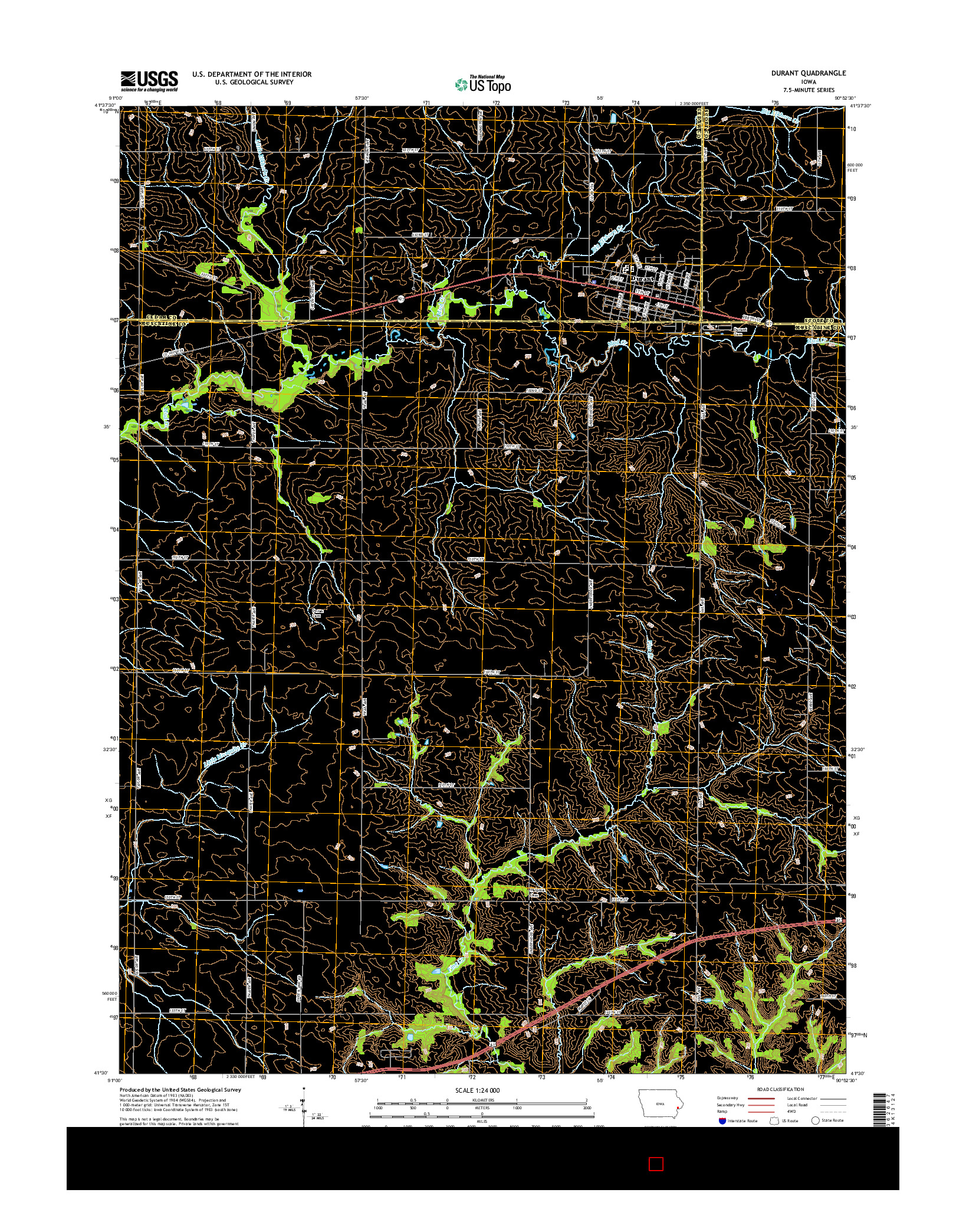 USGS US TOPO 7.5-MINUTE MAP FOR DURANT, IA 2015