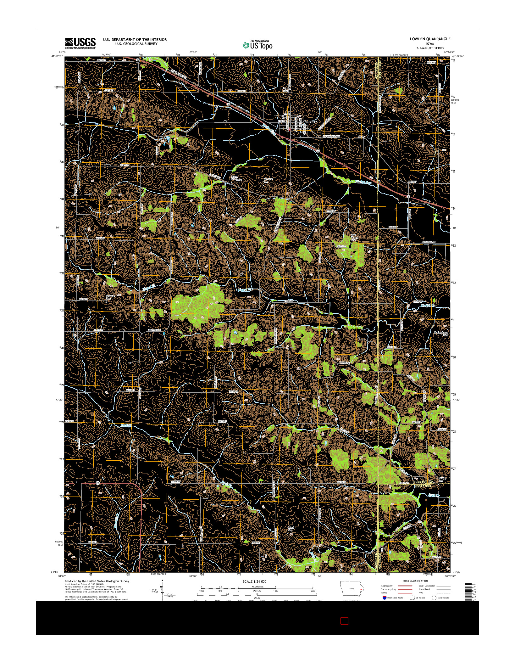 USGS US TOPO 7.5-MINUTE MAP FOR LOWDEN, IA 2015