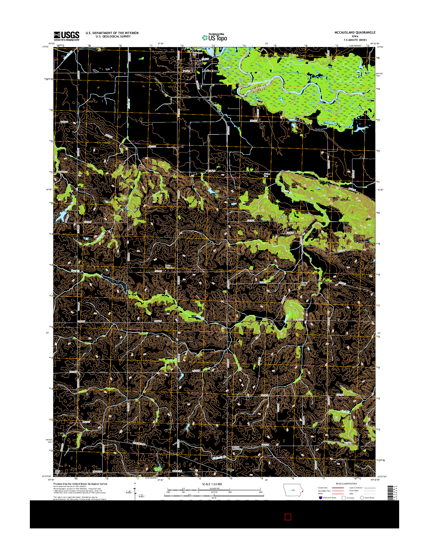 USGS US TOPO 7.5-MINUTE MAP FOR MCCAUSLAND, IA 2015