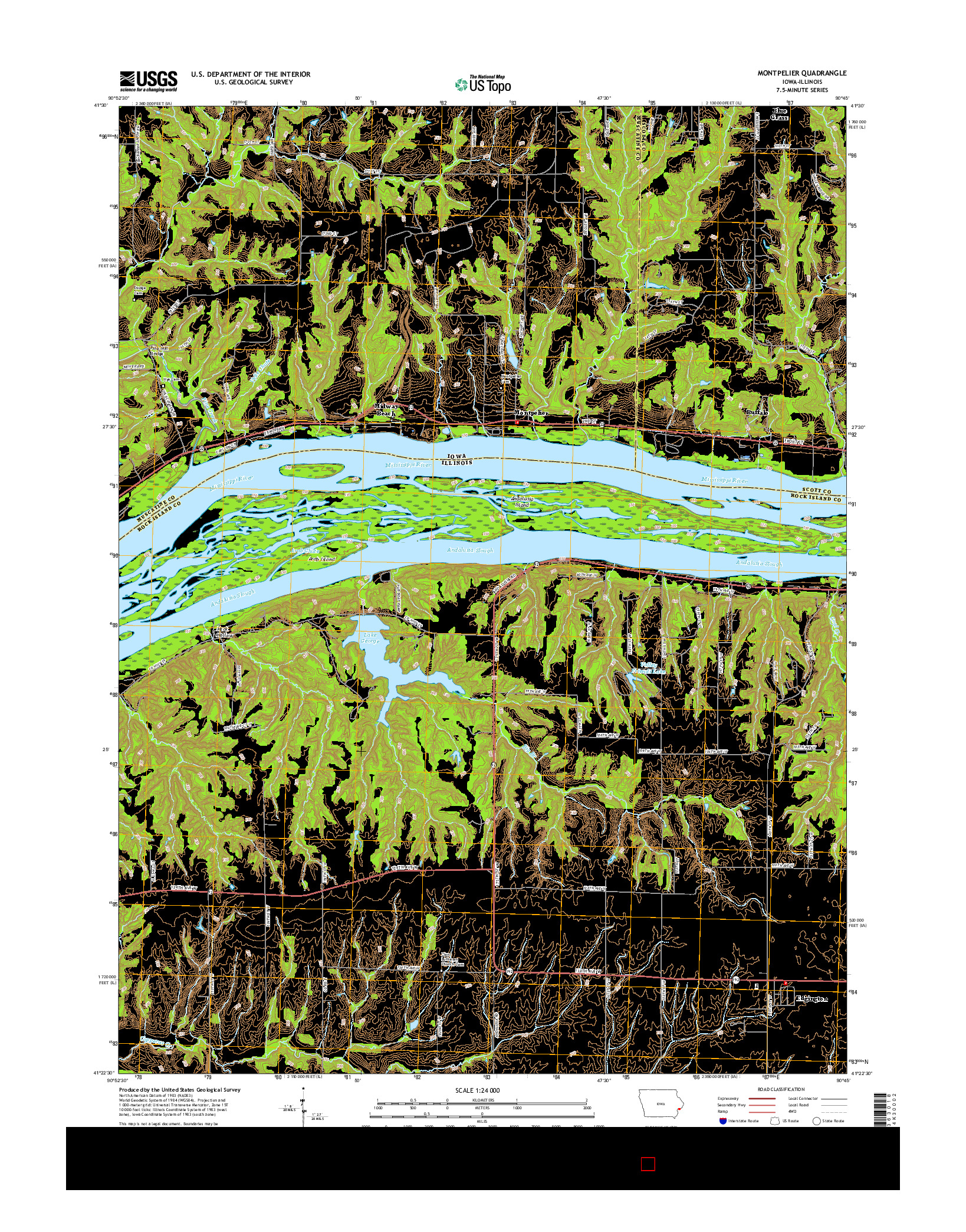 USGS US TOPO 7.5-MINUTE MAP FOR MONTPELIER, IA-IL 2015