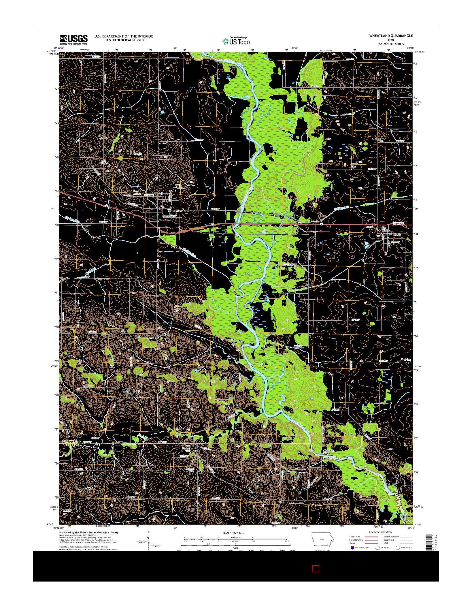 USGS US TOPO 7.5-MINUTE MAP FOR WHEATLAND, IA 2015