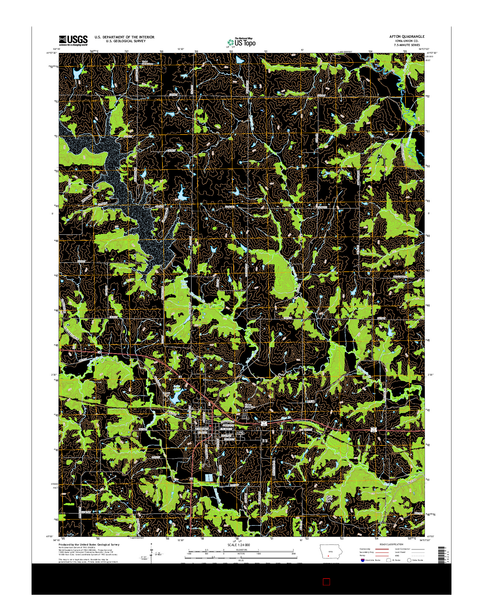 USGS US TOPO 7.5-MINUTE MAP FOR AFTON, IA 2015