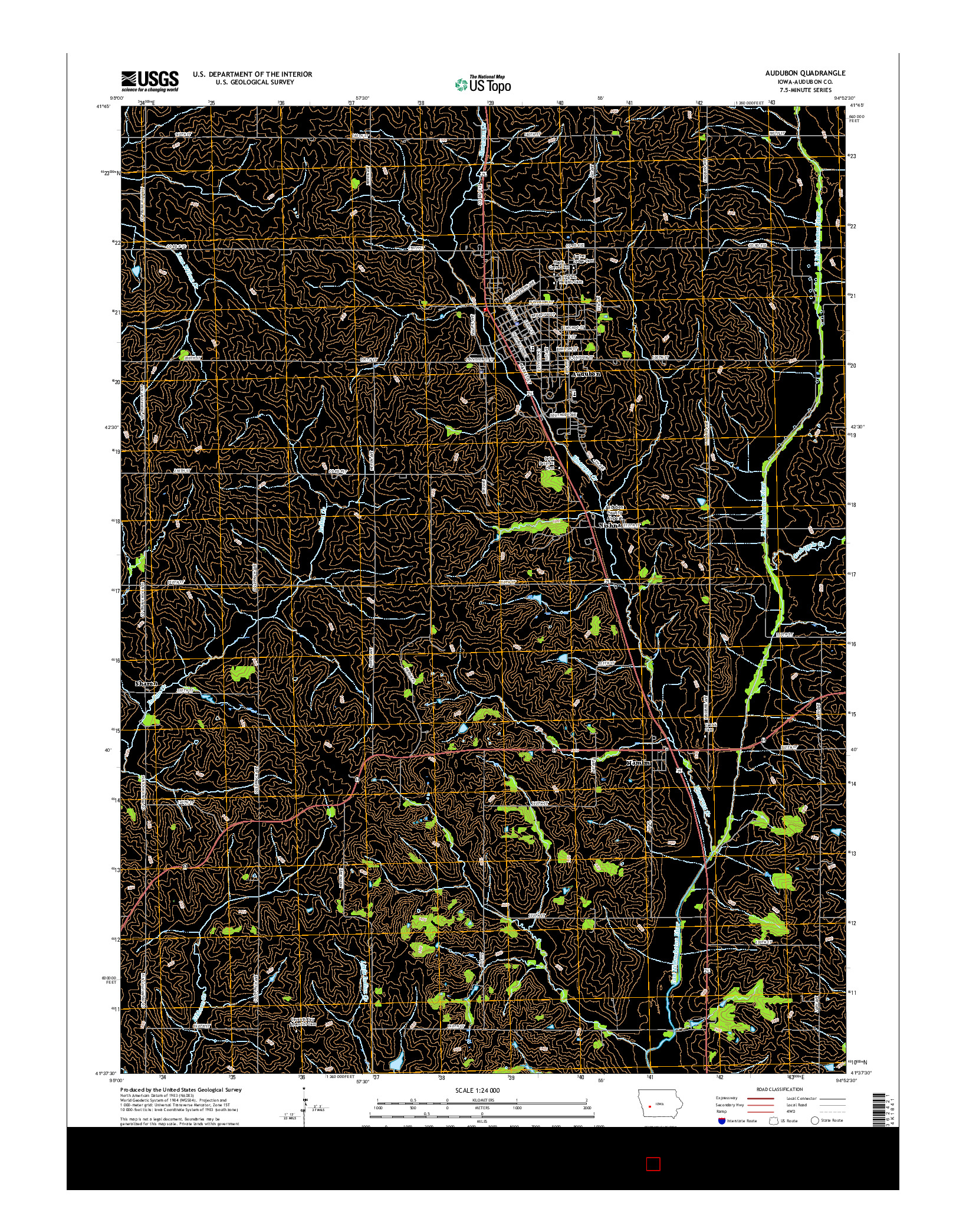 USGS US TOPO 7.5-MINUTE MAP FOR AUDUBON, IA 2015