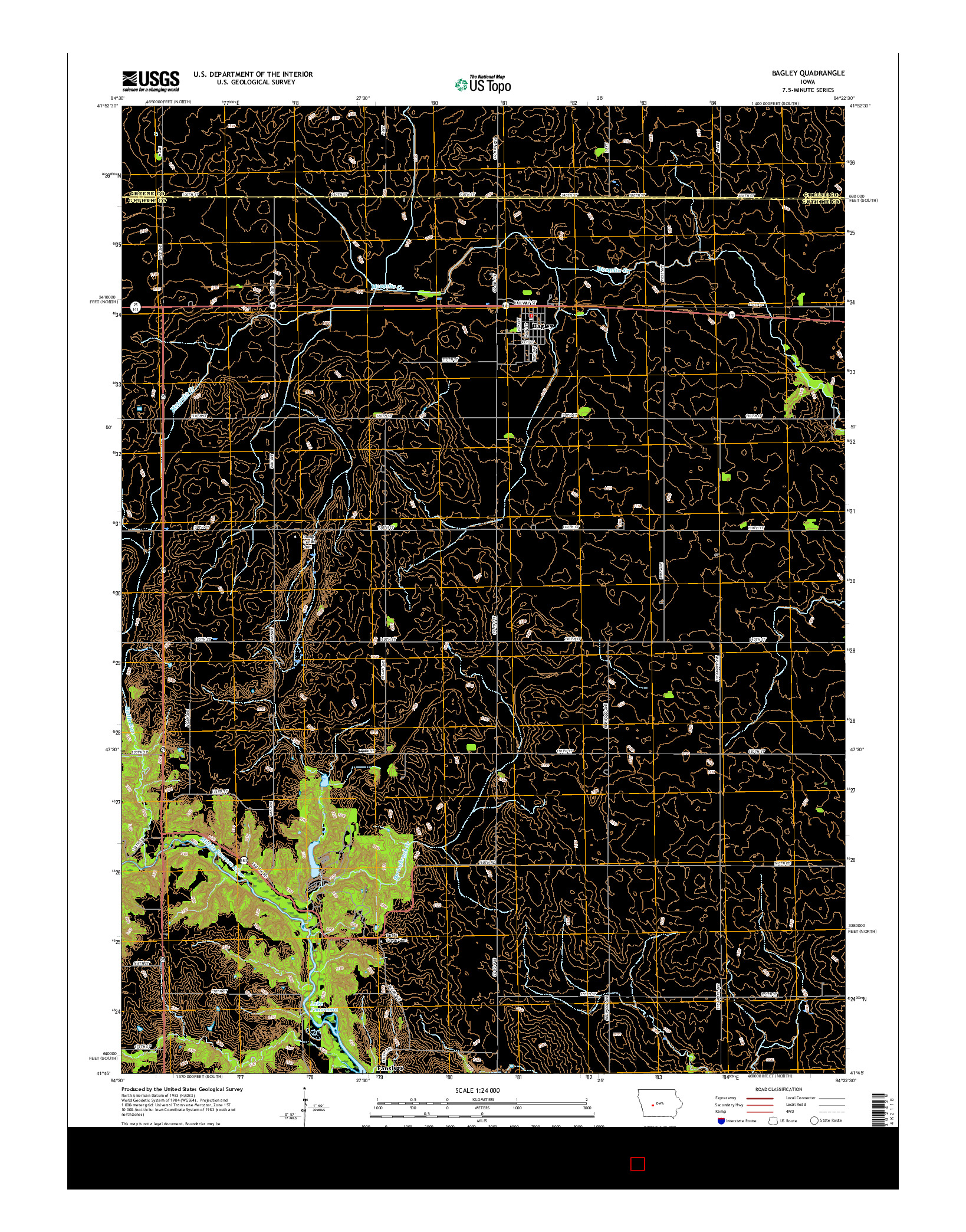 USGS US TOPO 7.5-MINUTE MAP FOR BAGLEY, IA 2015