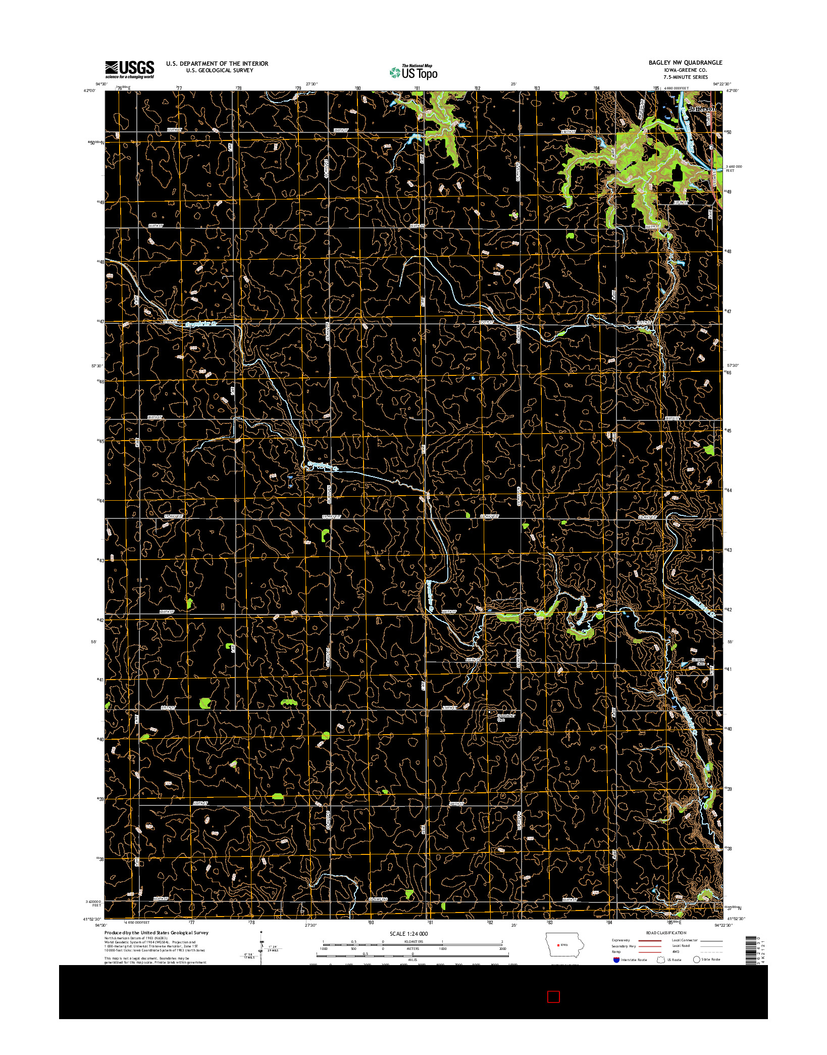 USGS US TOPO 7.5-MINUTE MAP FOR BAGLEY NW, IA 2015