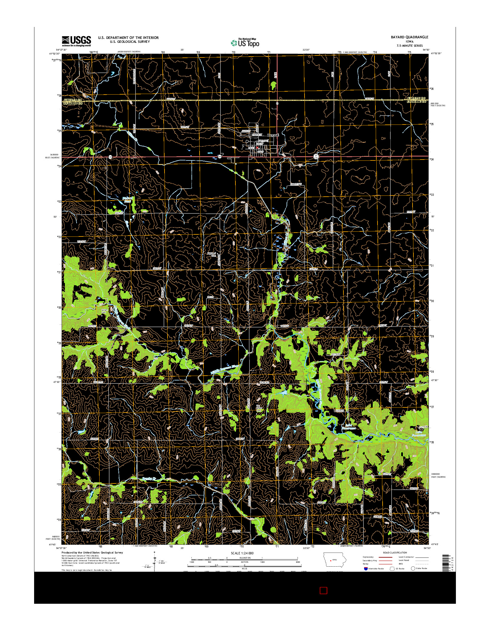 USGS US TOPO 7.5-MINUTE MAP FOR BAYARD, IA 2015