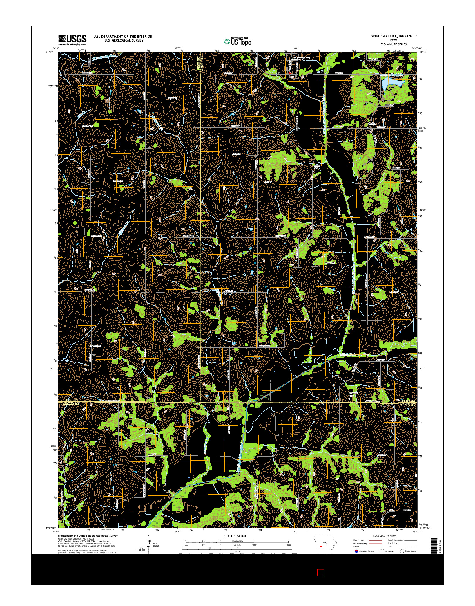 USGS US TOPO 7.5-MINUTE MAP FOR BRIDGEWATER, IA 2015