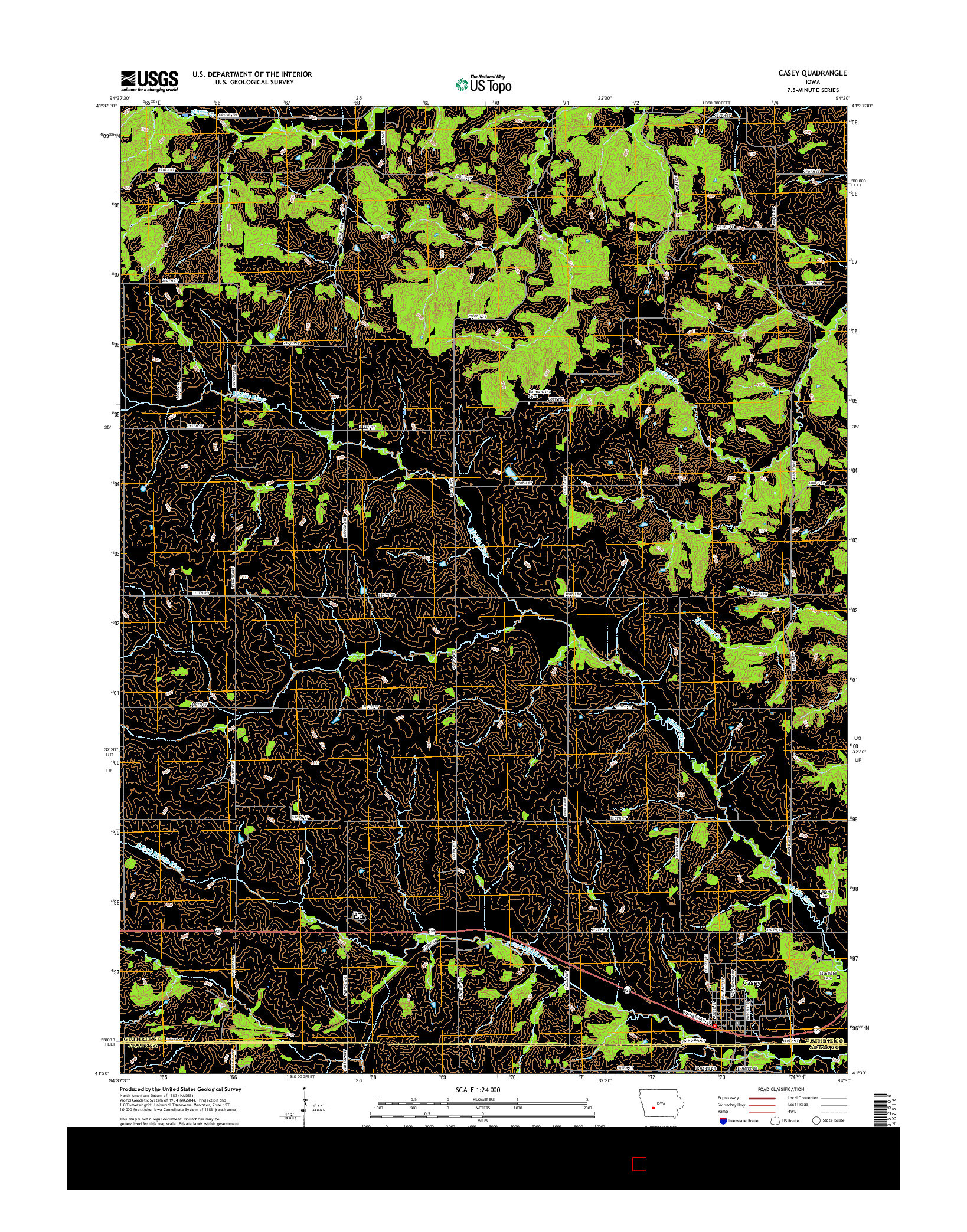 USGS US TOPO 7.5-MINUTE MAP FOR CASEY, IA 2015