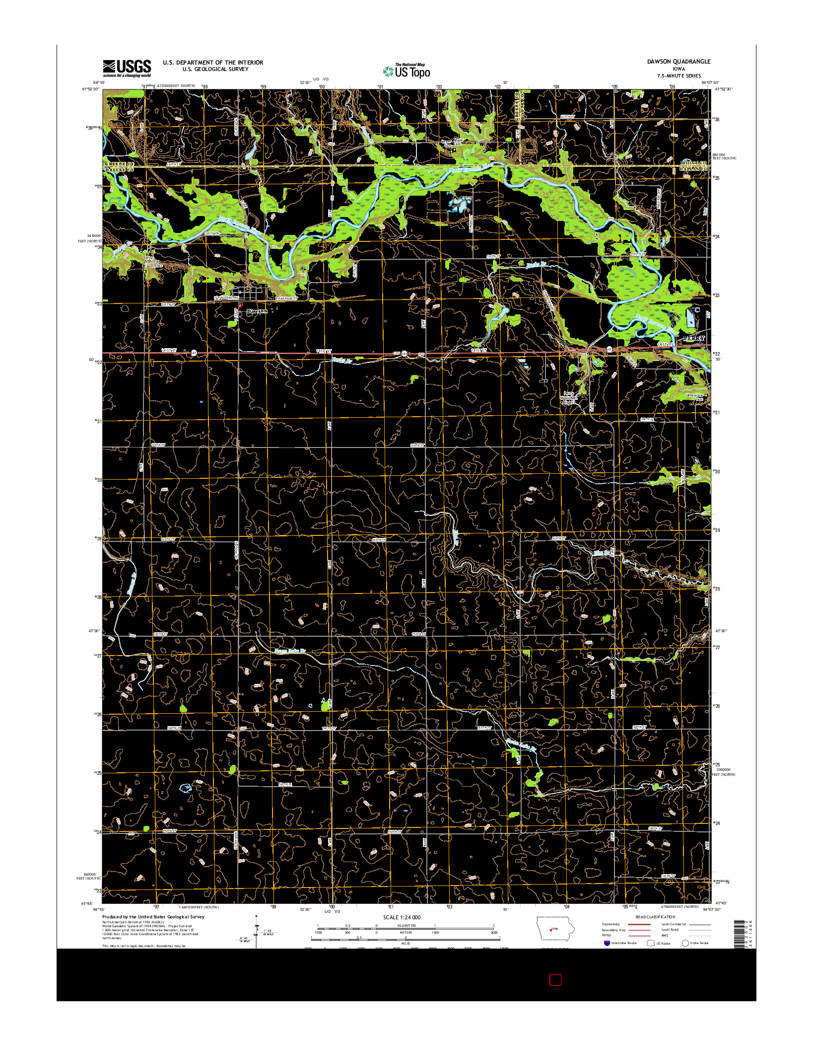 USGS US TOPO 7.5-MINUTE MAP FOR DAWSON, IA 2015