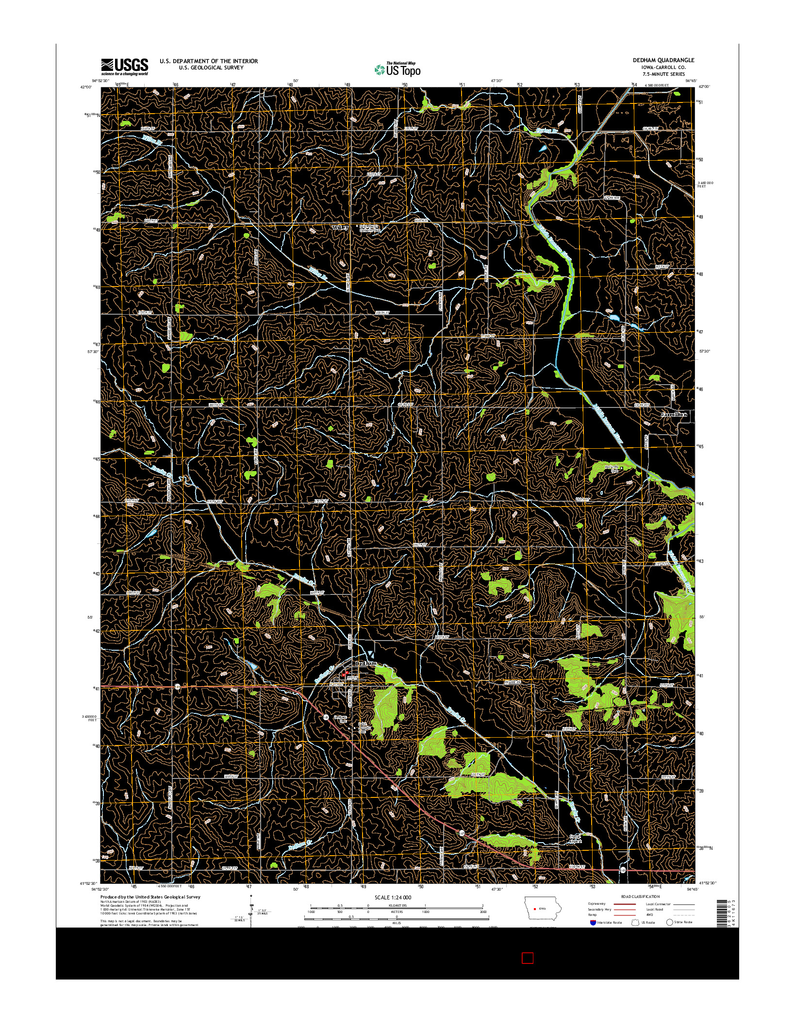 USGS US TOPO 7.5-MINUTE MAP FOR DEDHAM, IA 2015