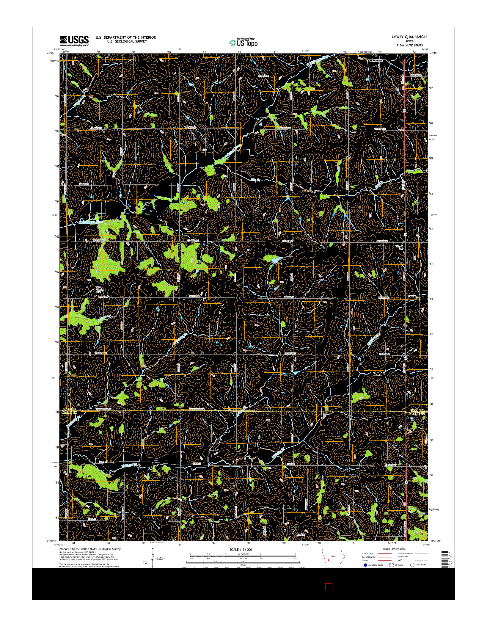 USGS US TOPO 7.5-MINUTE MAP FOR DEWEY, IA 2015