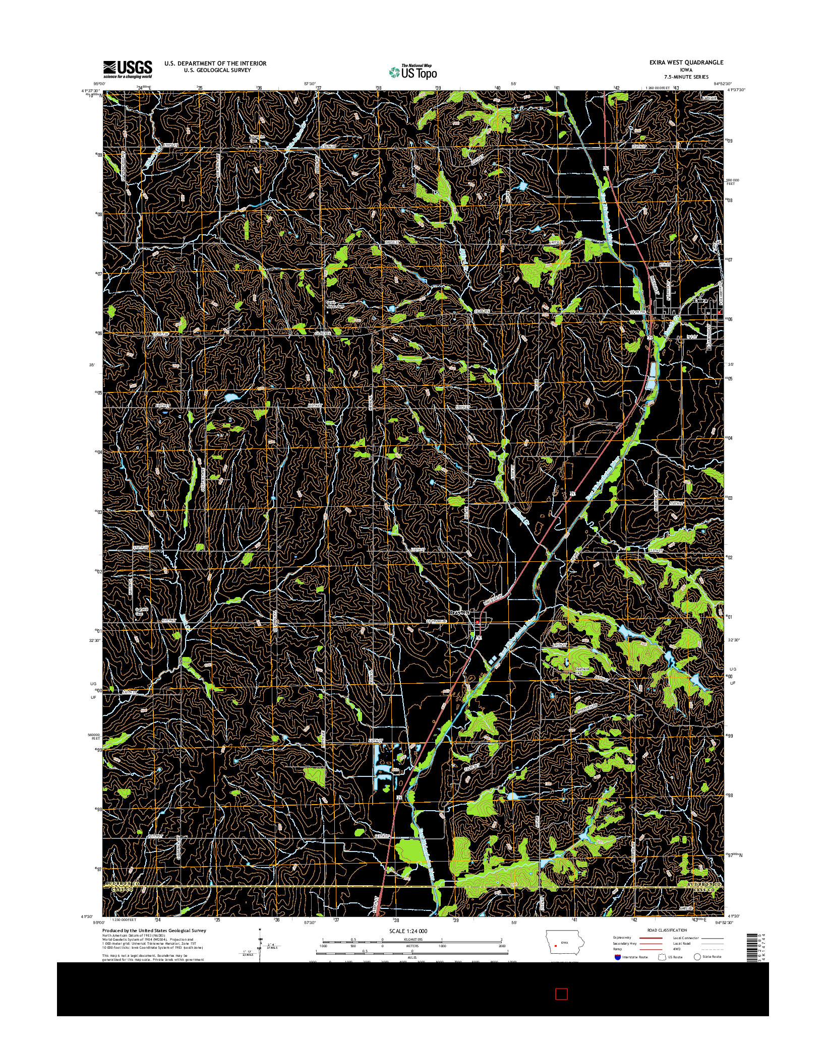 USGS US TOPO 7.5-MINUTE MAP FOR EXIRA WEST, IA 2015