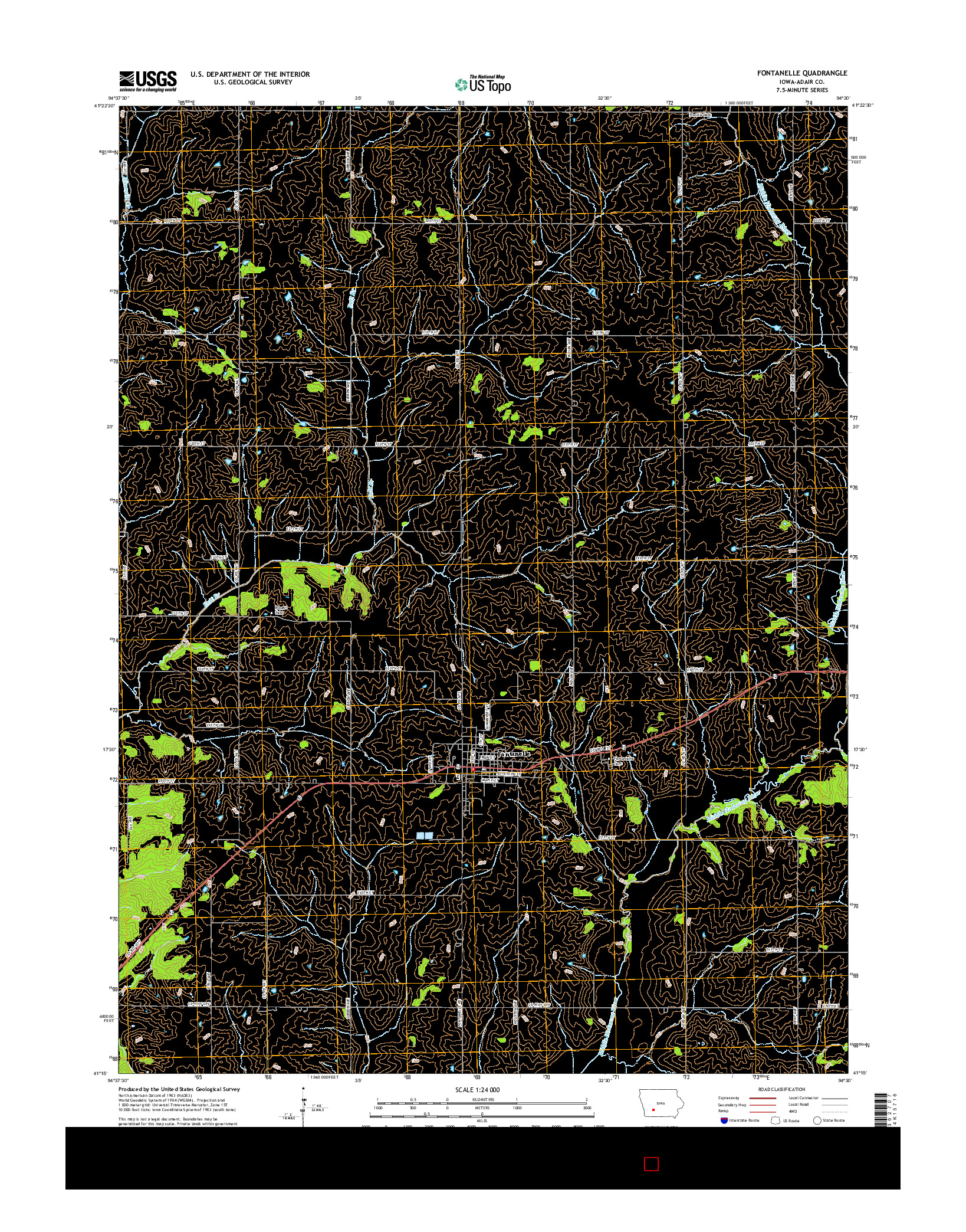USGS US TOPO 7.5-MINUTE MAP FOR FONTANELLE, IA 2015