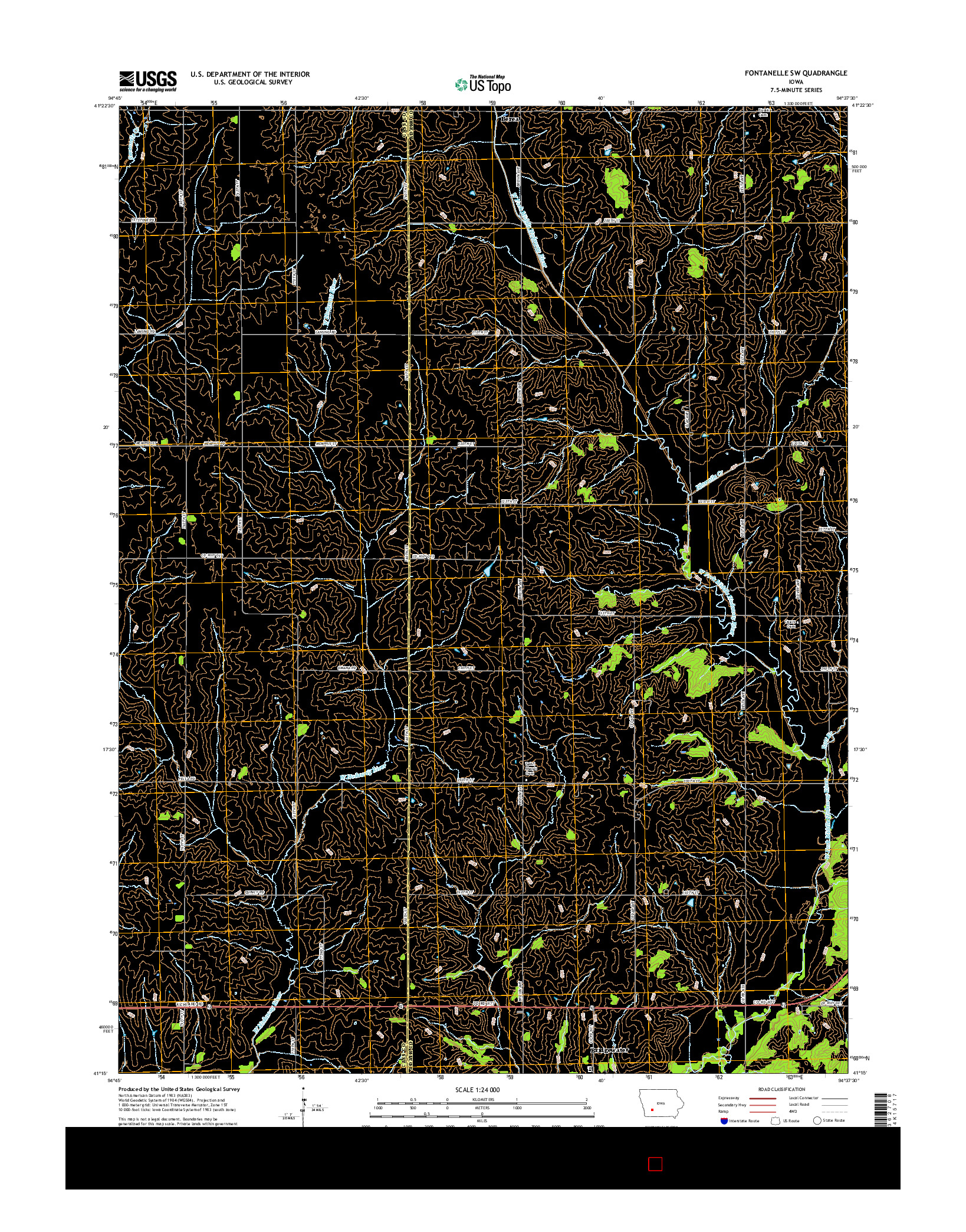 USGS US TOPO 7.5-MINUTE MAP FOR FONTANELLE SW, IA 2015