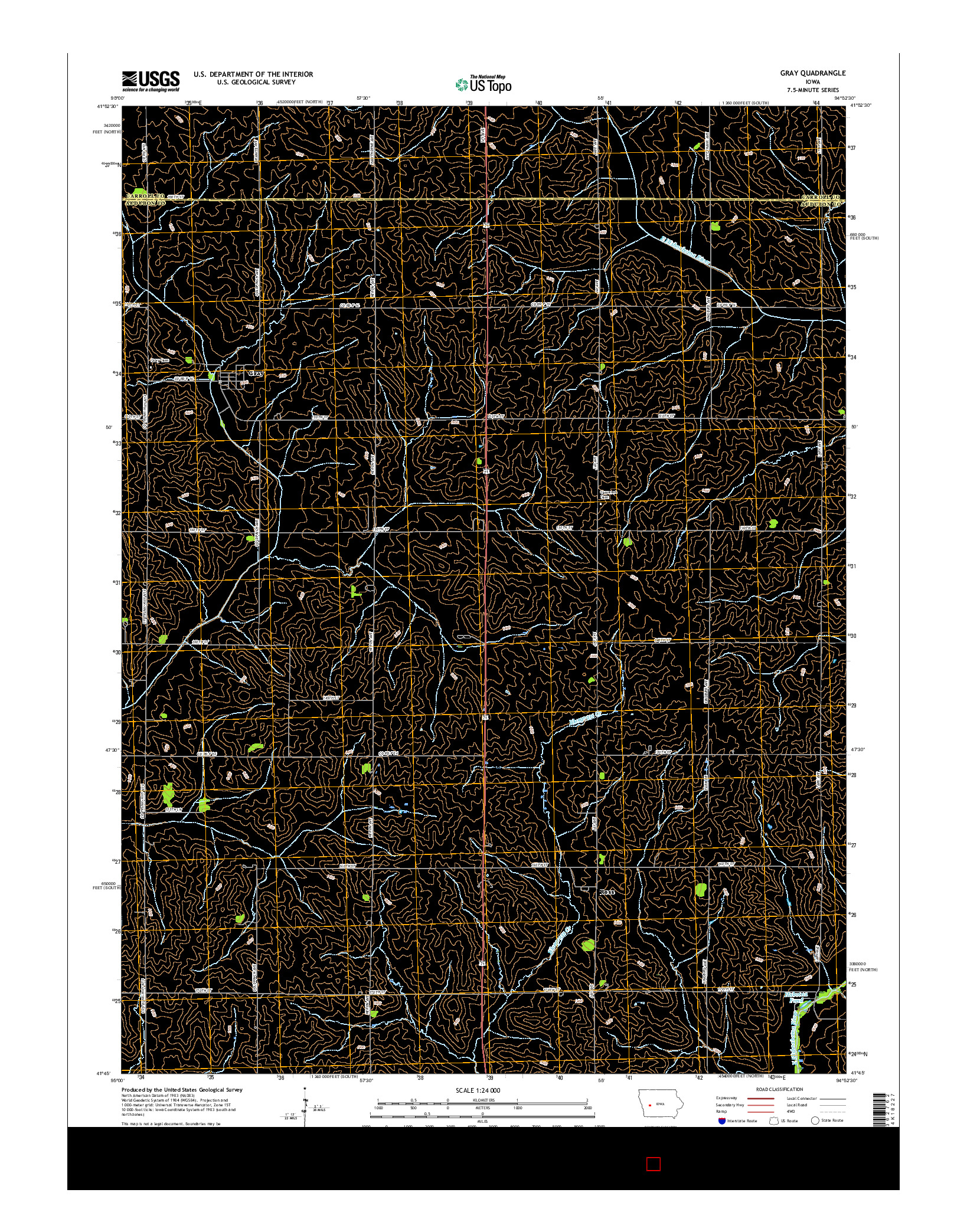 USGS US TOPO 7.5-MINUTE MAP FOR GRAY, IA 2015
