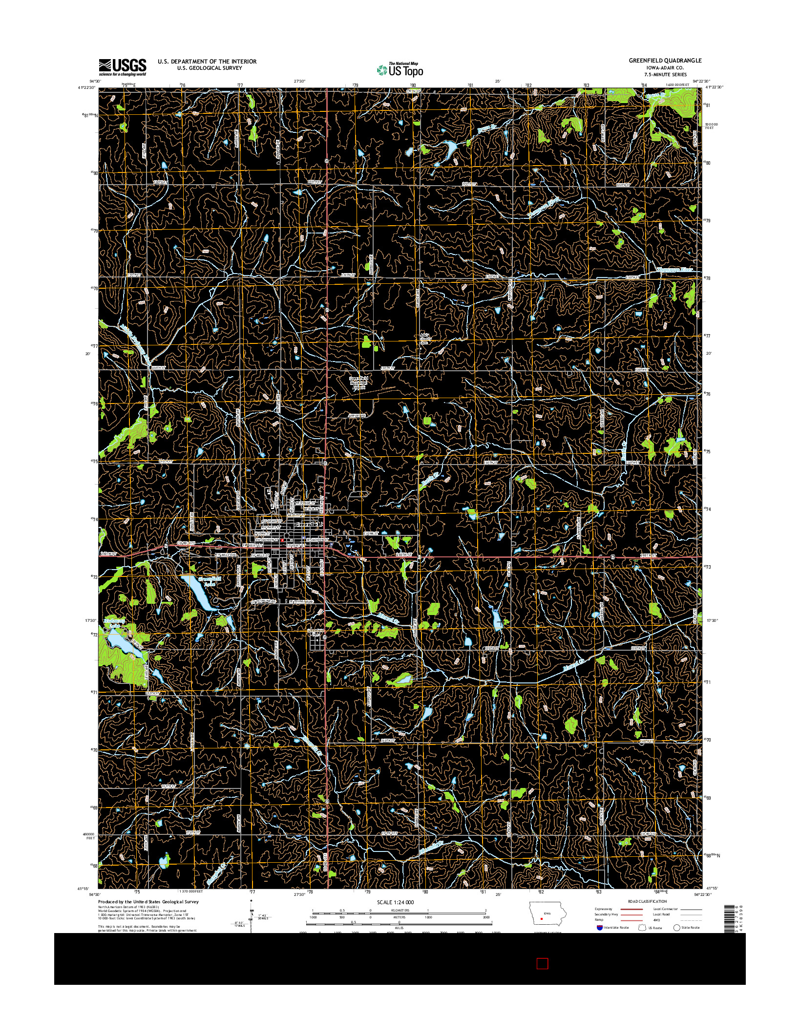 USGS US TOPO 7.5-MINUTE MAP FOR GREENFIELD, IA 2015