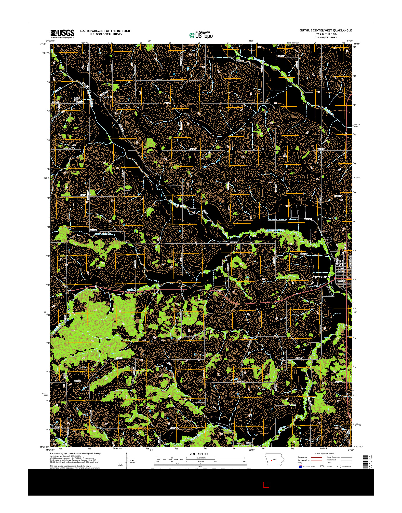 USGS US TOPO 7.5-MINUTE MAP FOR GUTHRIE CENTER WEST, IA 2015