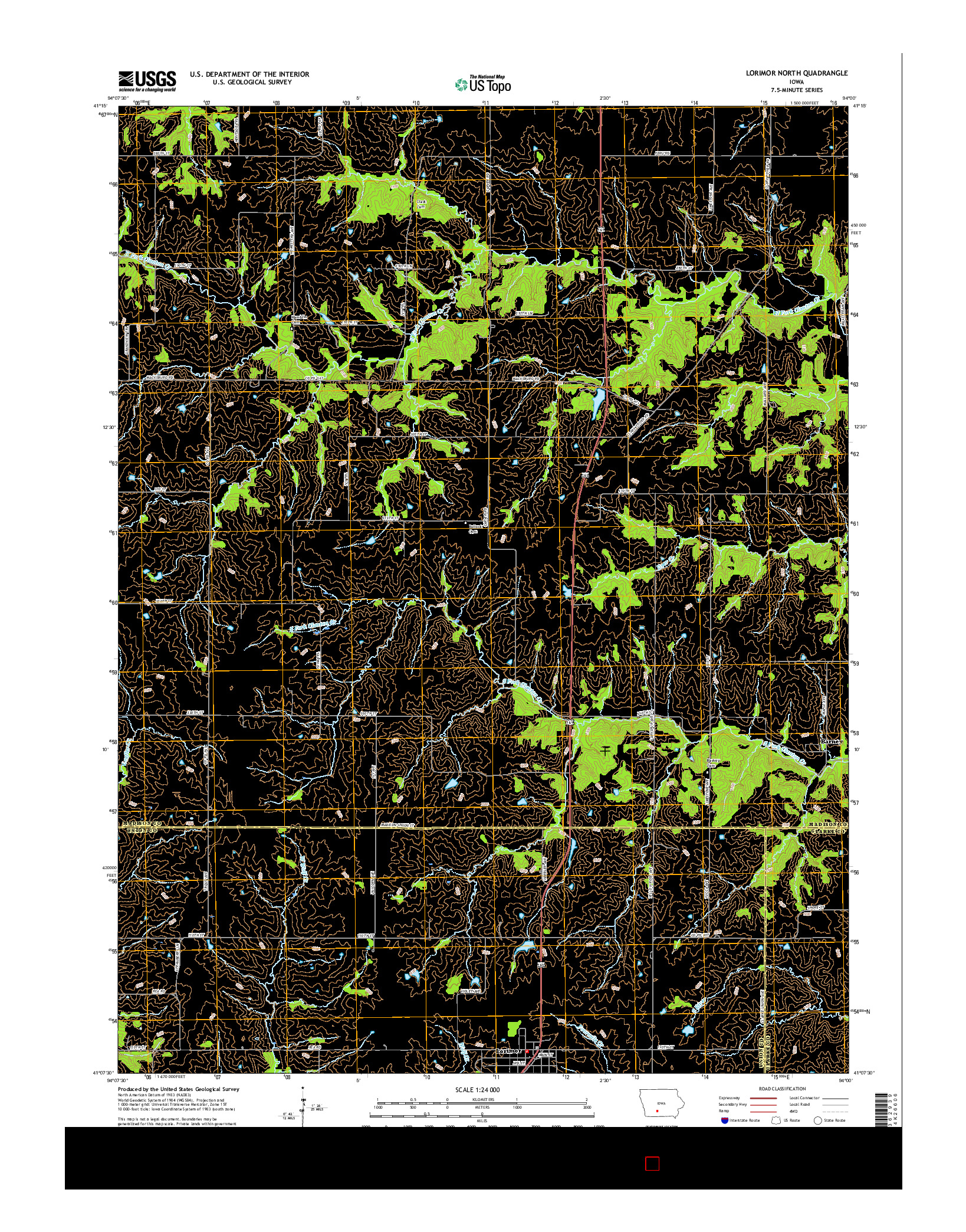 USGS US TOPO 7.5-MINUTE MAP FOR LORIMOR NORTH, IA 2015