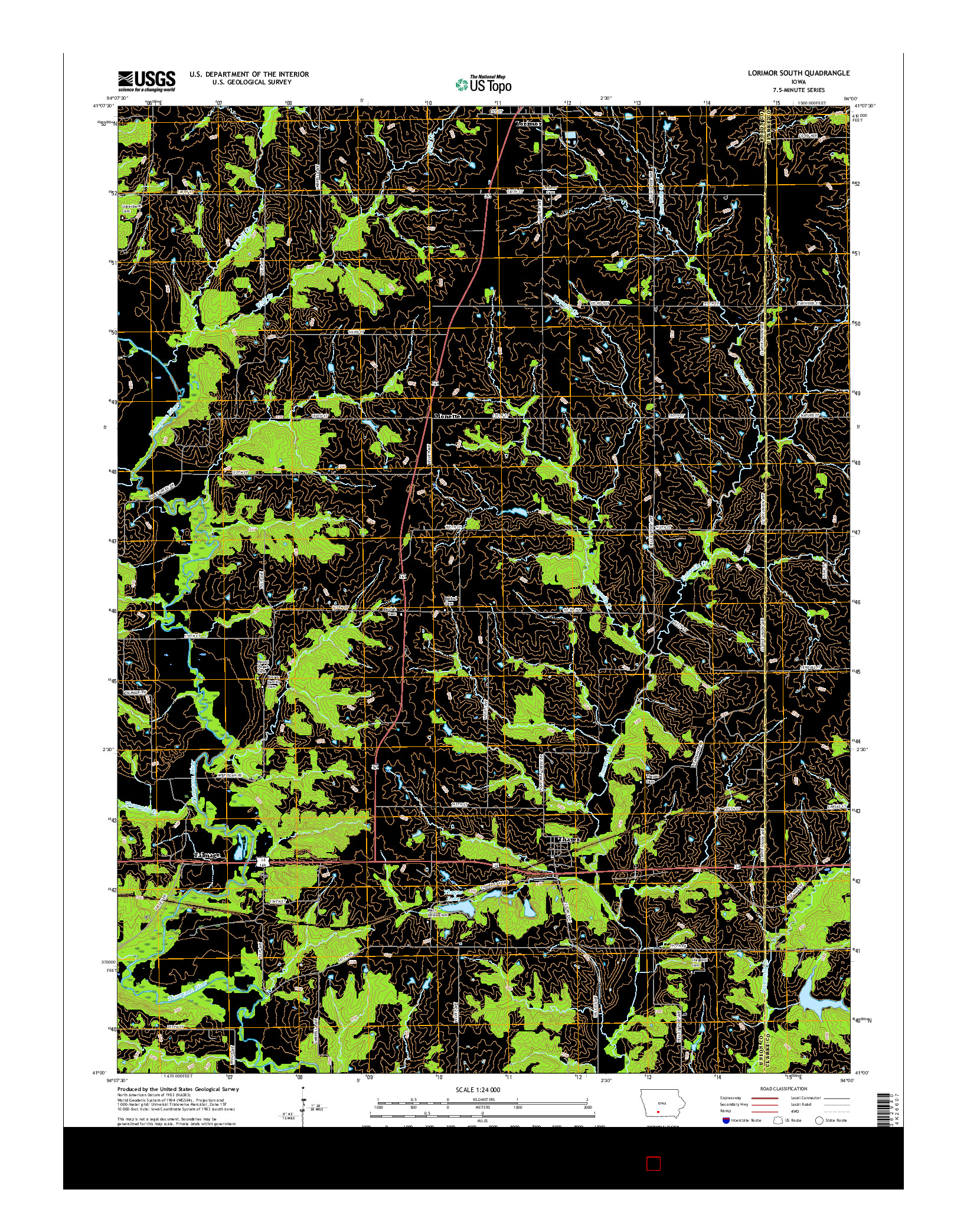 USGS US TOPO 7.5-MINUTE MAP FOR LORIMOR SOUTH, IA 2015