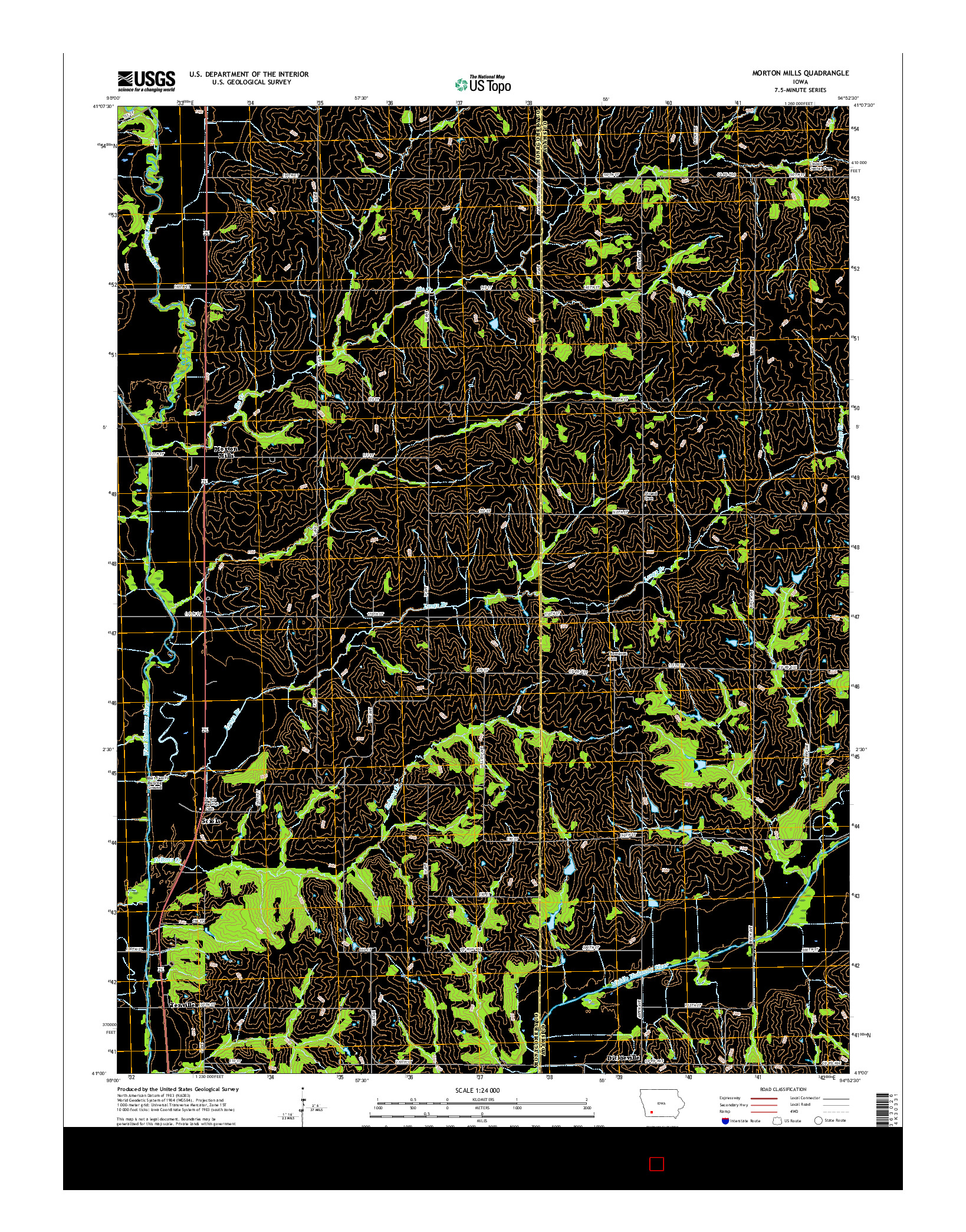 USGS US TOPO 7.5-MINUTE MAP FOR MORTON MILLS, IA 2015