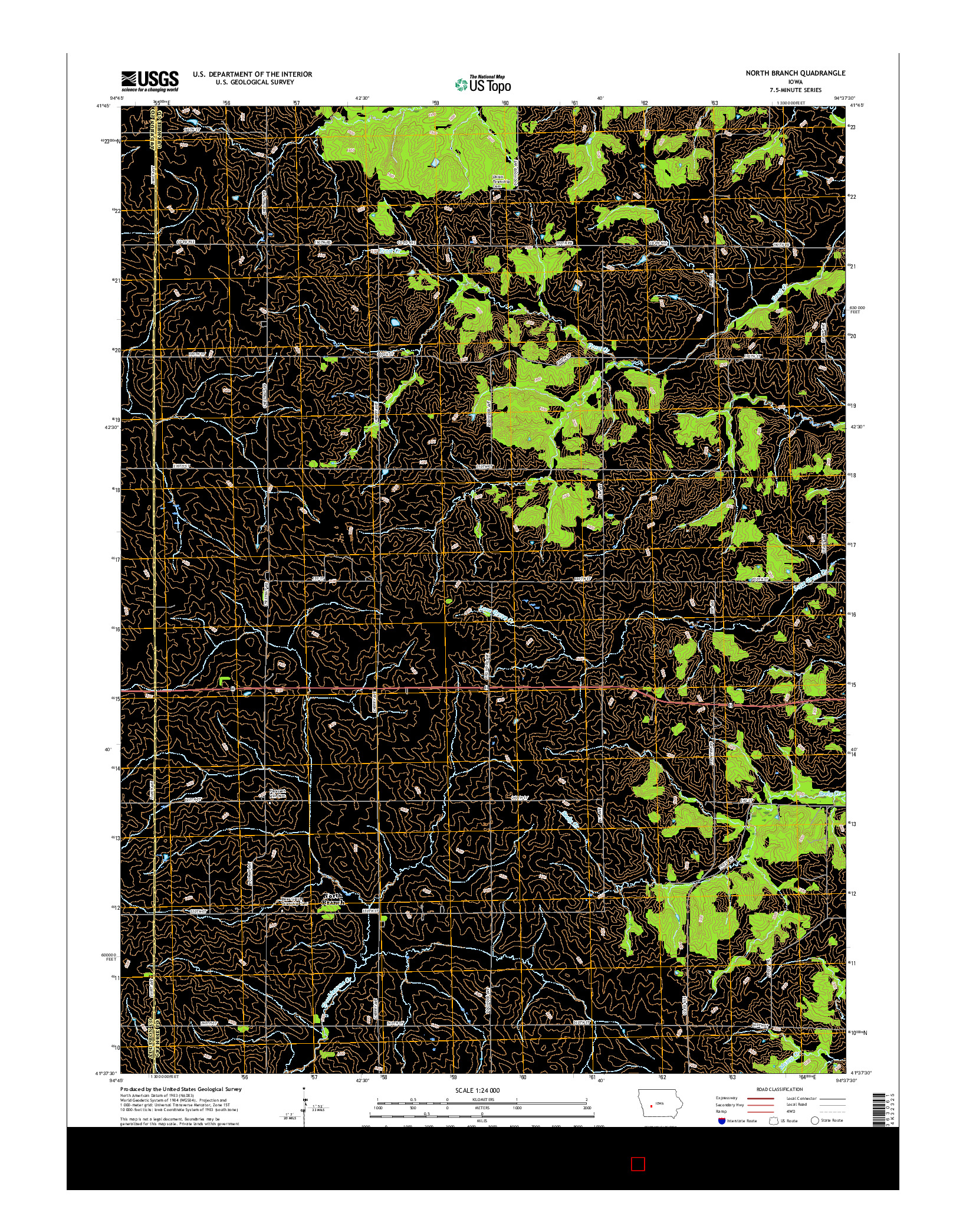 USGS US TOPO 7.5-MINUTE MAP FOR NORTH BRANCH, IA 2015
