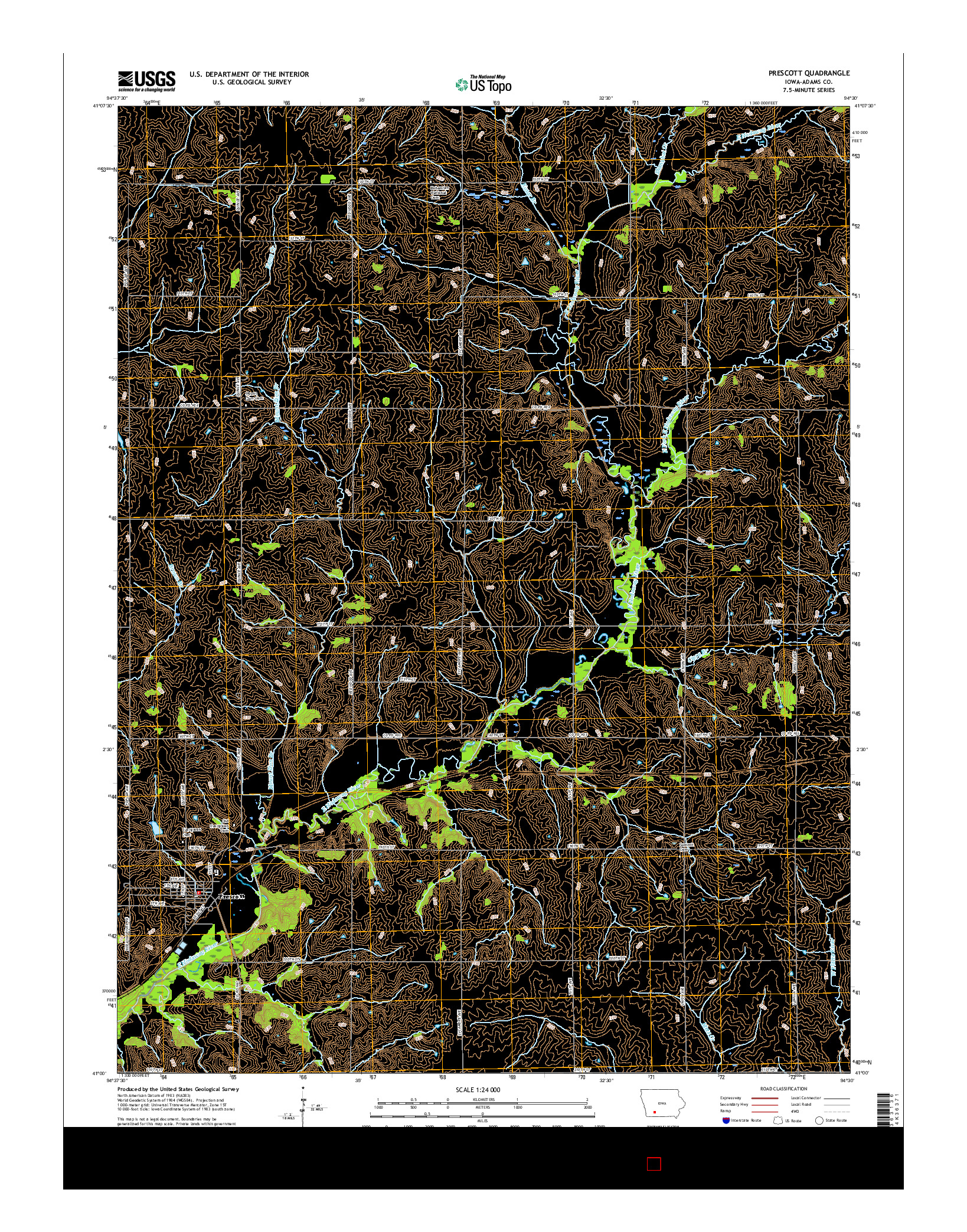 USGS US TOPO 7.5-MINUTE MAP FOR PRESCOTT, IA 2015