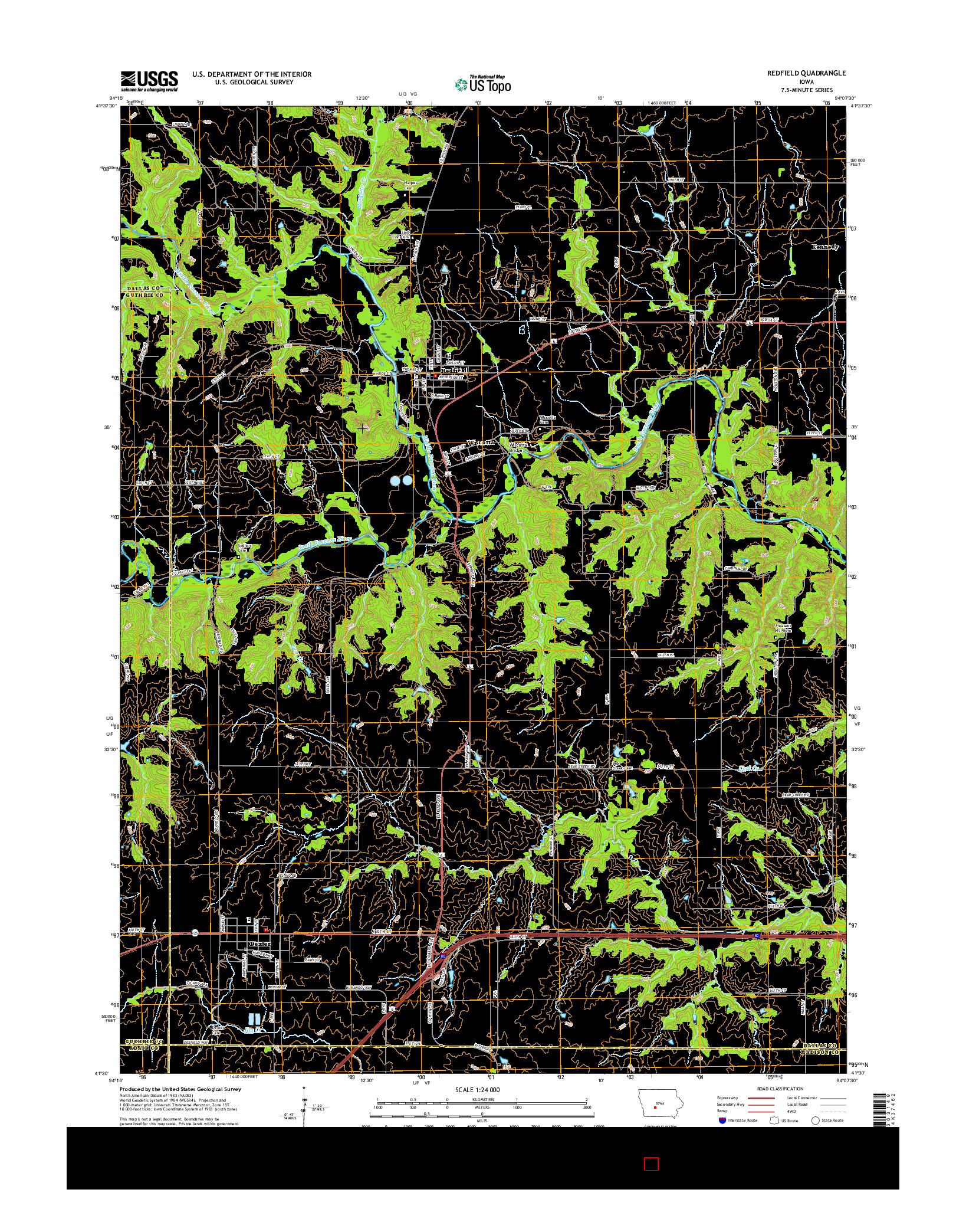 USGS US TOPO 7.5-MINUTE MAP FOR REDFIELD, IA 2015