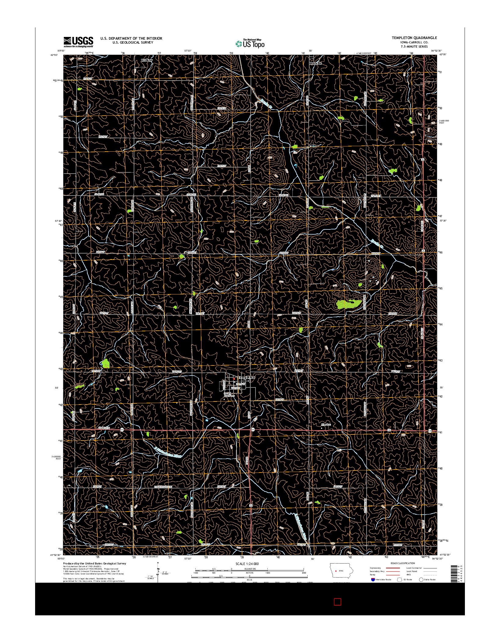 USGS US TOPO 7.5-MINUTE MAP FOR TEMPLETON, IA 2015