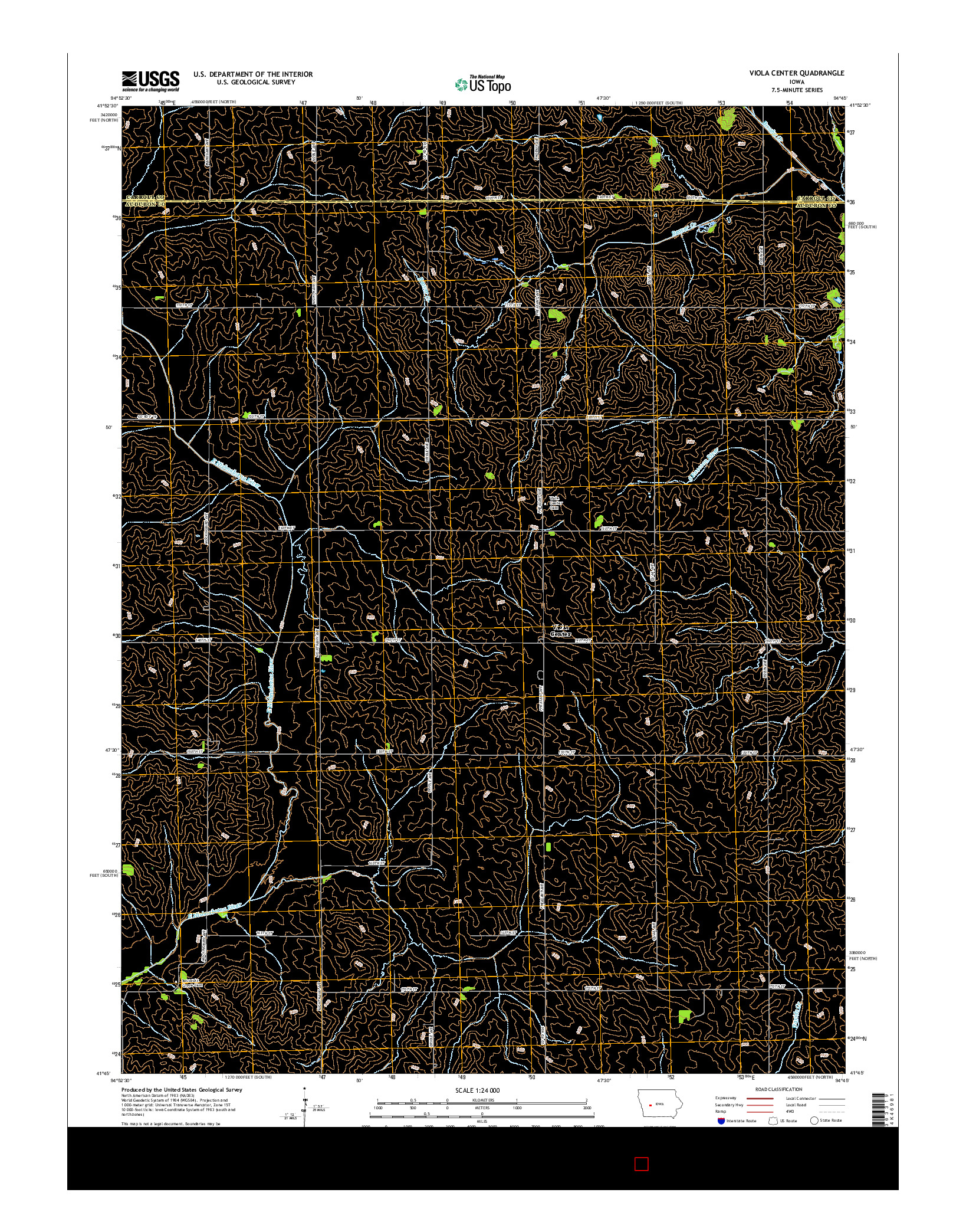 USGS US TOPO 7.5-MINUTE MAP FOR VIOLA CENTER, IA 2015