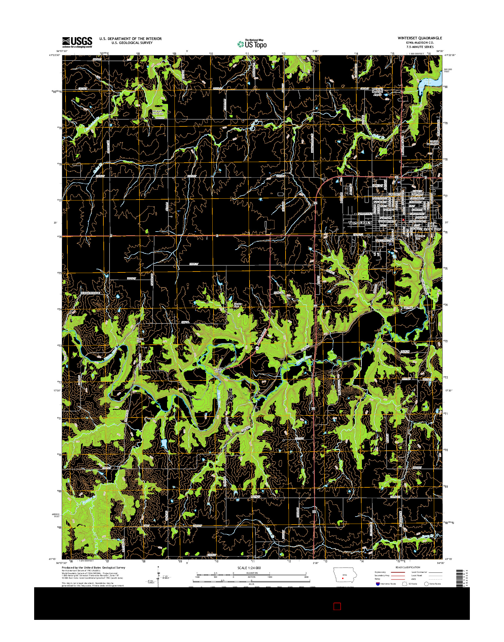 USGS US TOPO 7.5-MINUTE MAP FOR WINTERSET, IA 2015