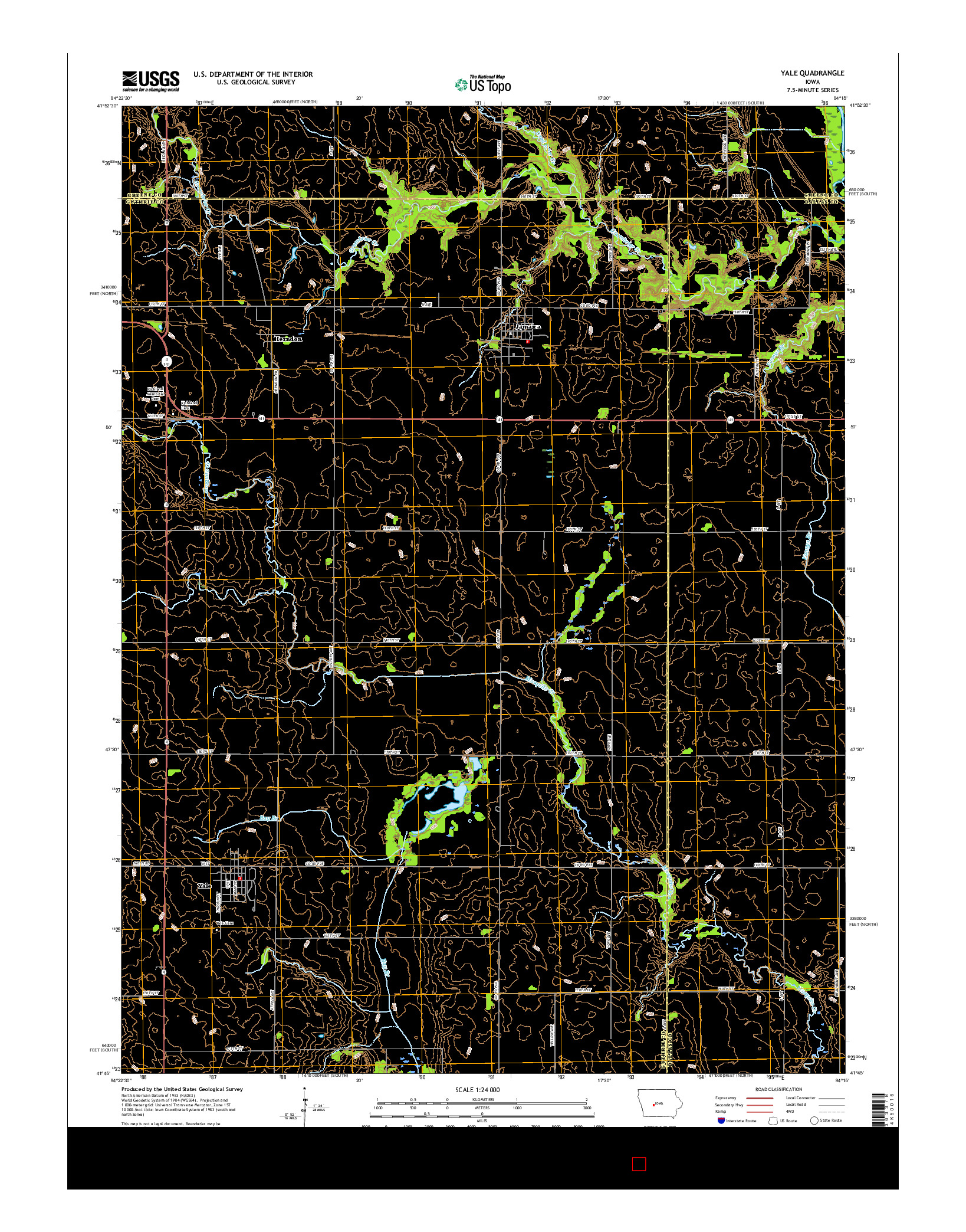 USGS US TOPO 7.5-MINUTE MAP FOR YALE, IA 2015