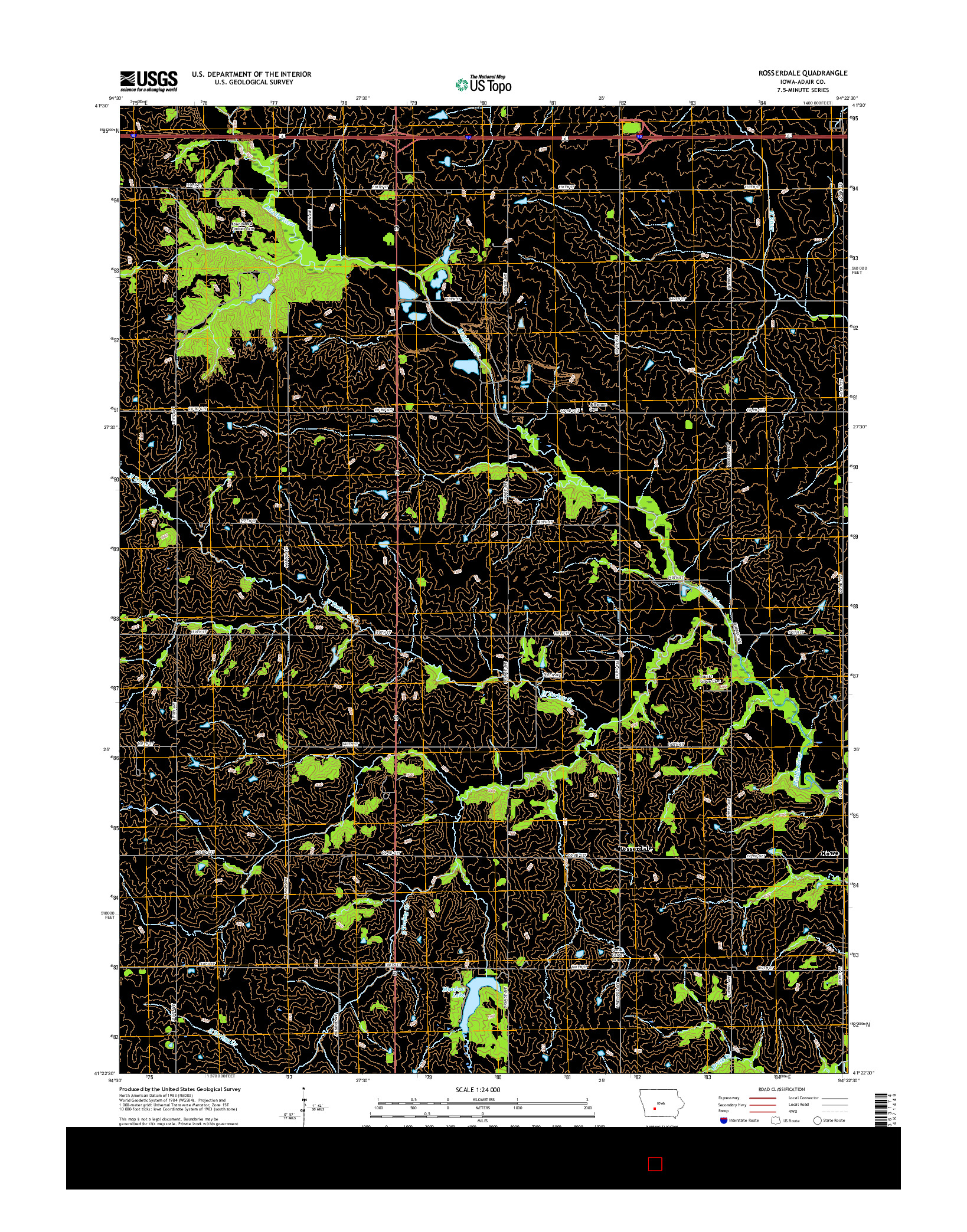 USGS US TOPO 7.5-MINUTE MAP FOR ROSSERDALE, IA 2015