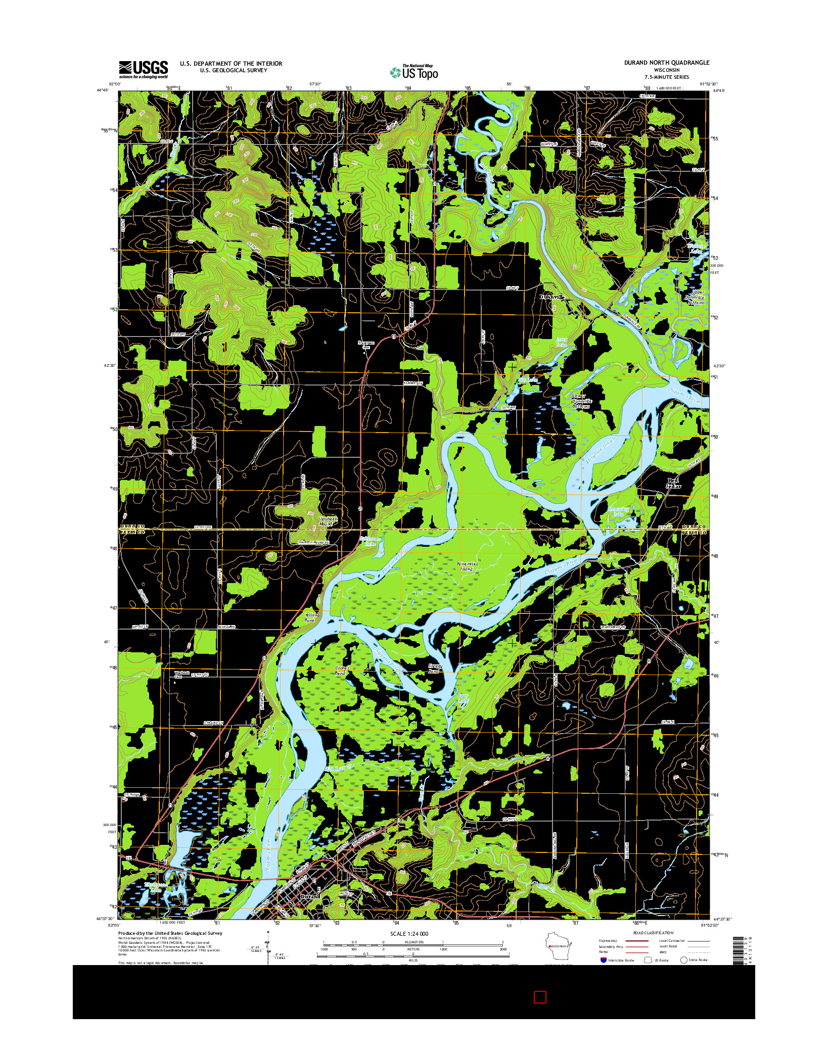 USGS US TOPO 7.5-MINUTE MAP FOR DURAND NORTH, WI 2015