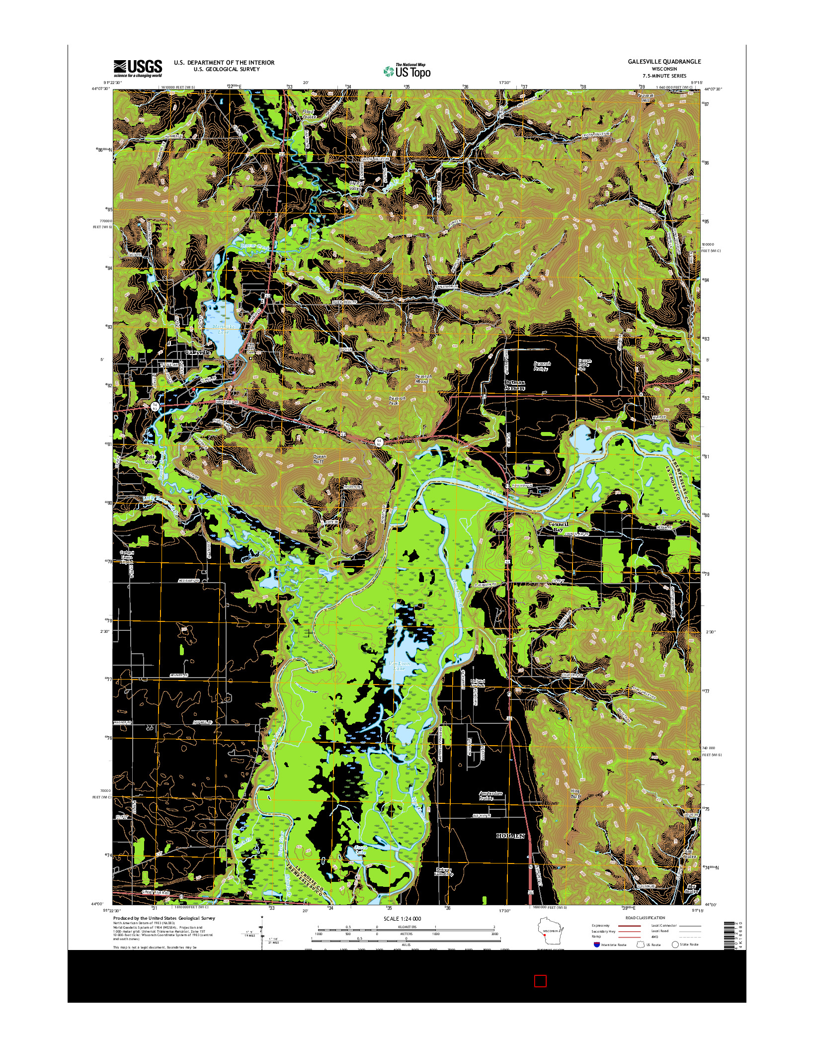 USGS US TOPO 7.5-MINUTE MAP FOR GALESVILLE, WI 2015