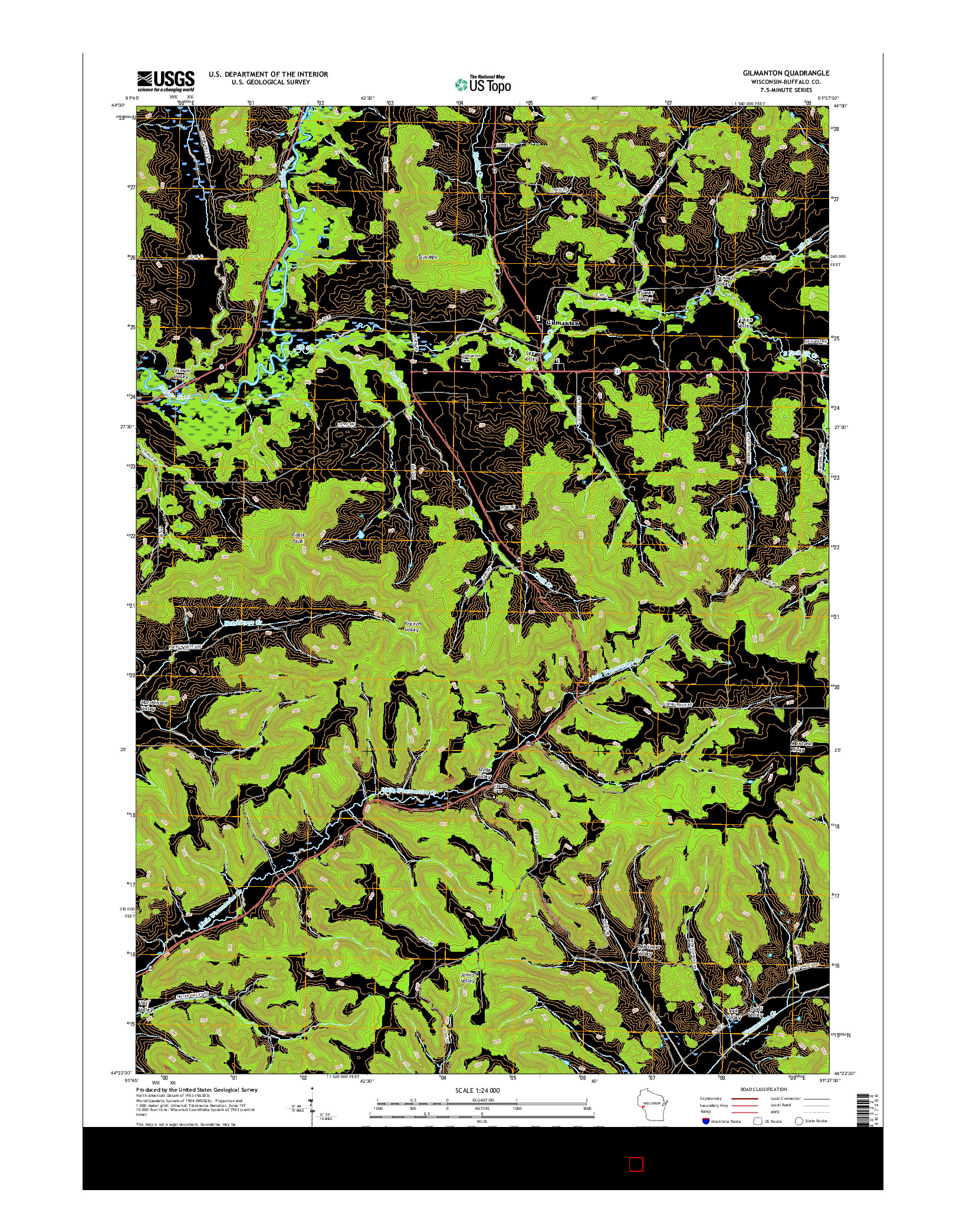 USGS US TOPO 7.5-MINUTE MAP FOR GILMANTON, WI 2015