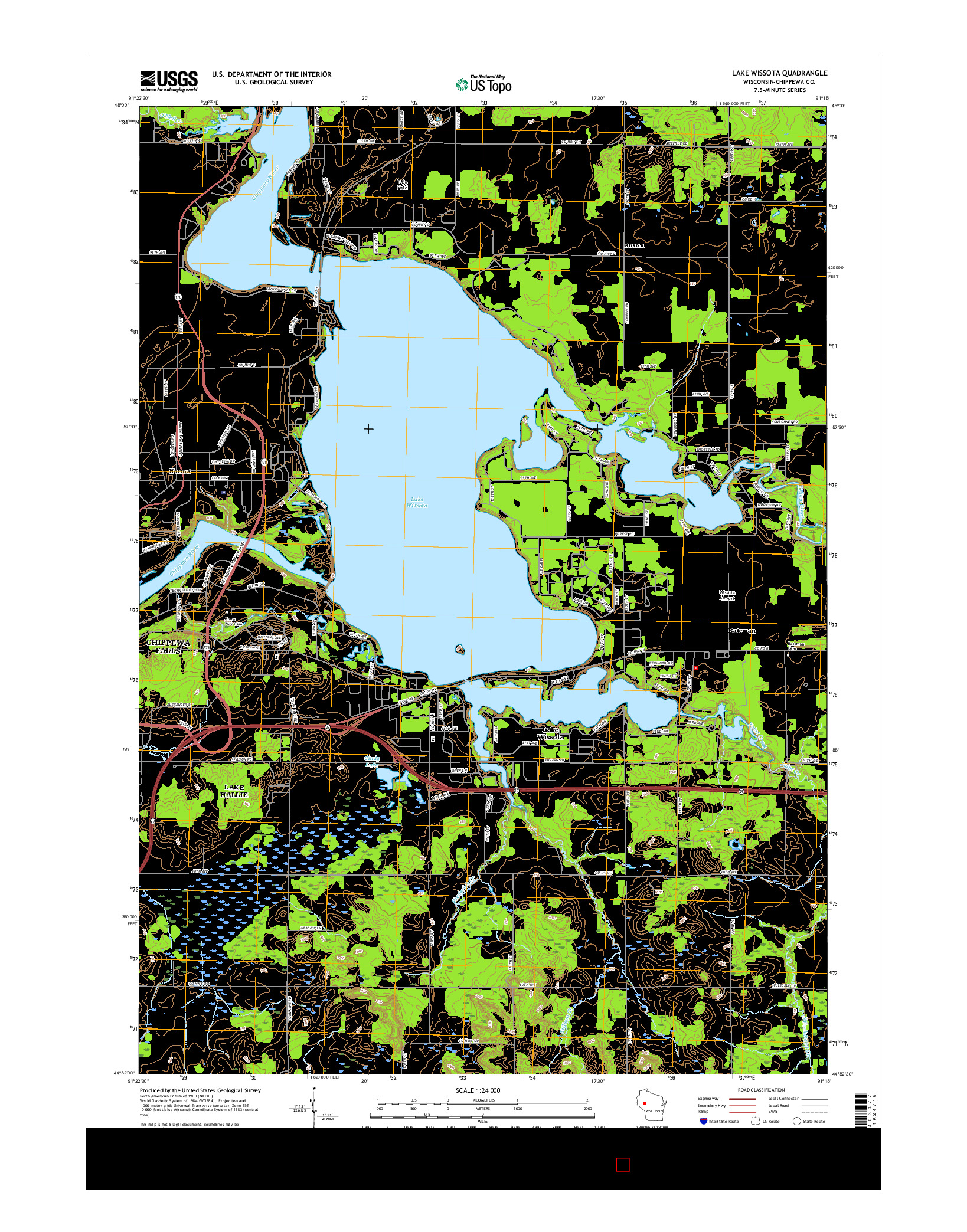 USGS US TOPO 7.5-MINUTE MAP FOR LAKE WISSOTA, WI 2015