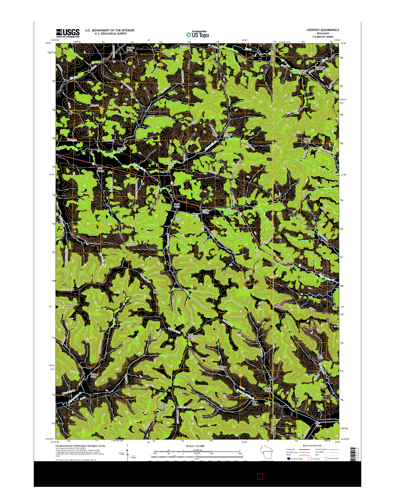 USGS US TOPO 7.5-MINUTE MAP FOR LOOKOUT, WI 2015