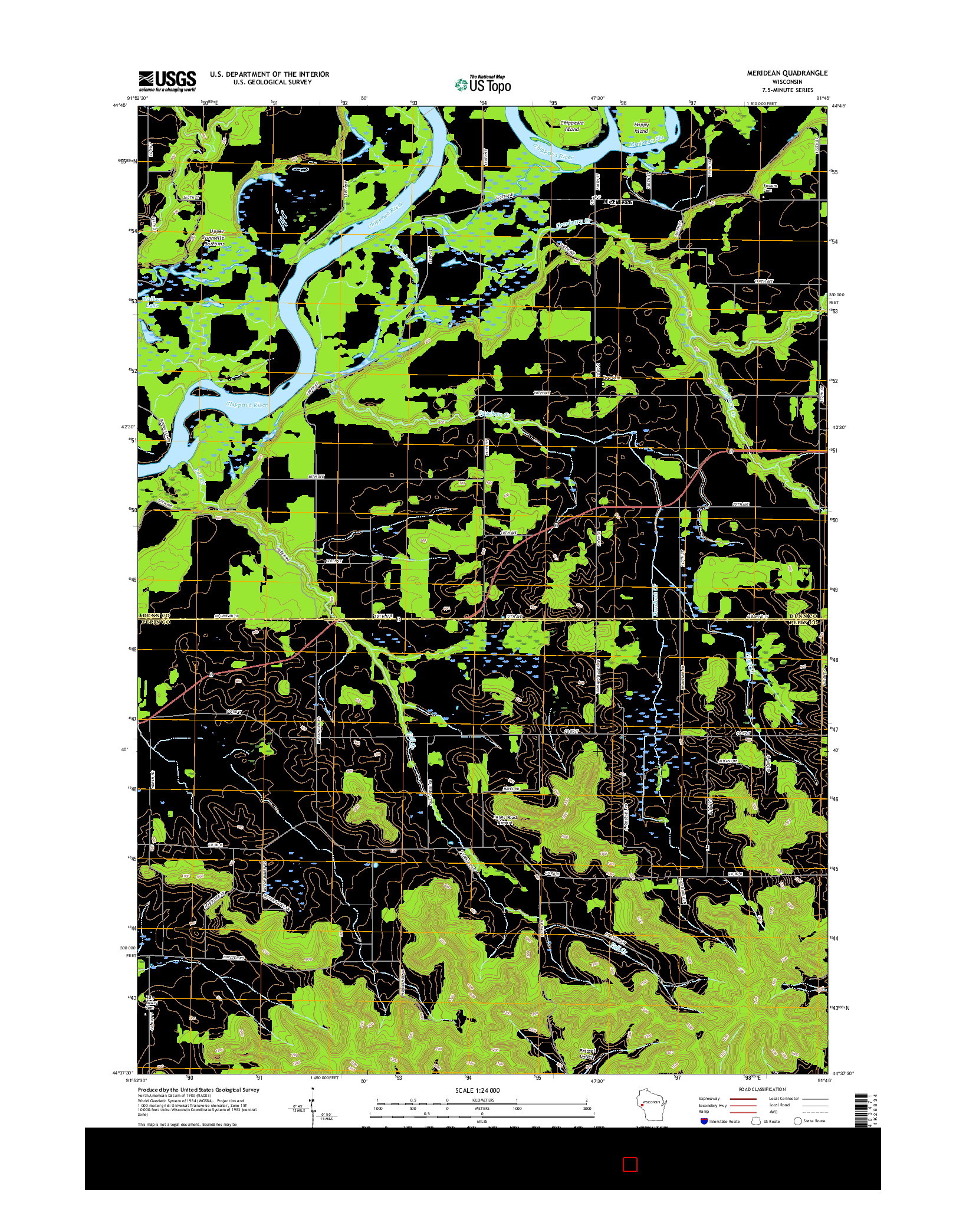 USGS US TOPO 7.5-MINUTE MAP FOR MERIDEAN, WI 2015