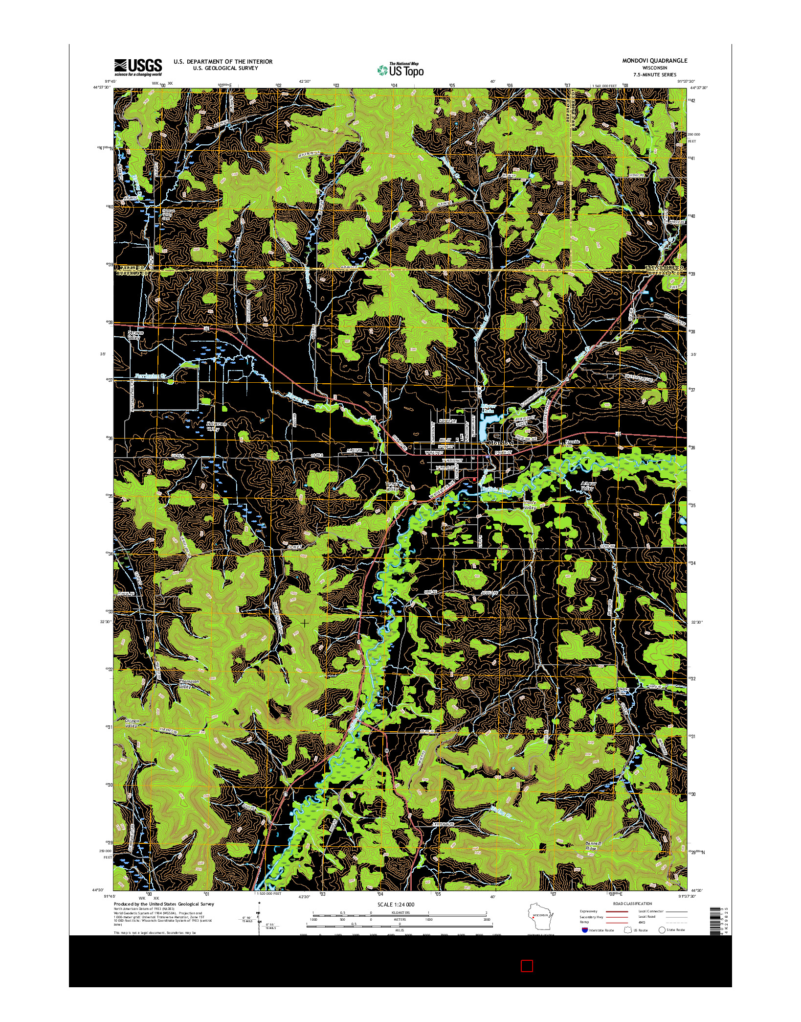 USGS US TOPO 7.5-MINUTE MAP FOR MONDOVI, WI 2015