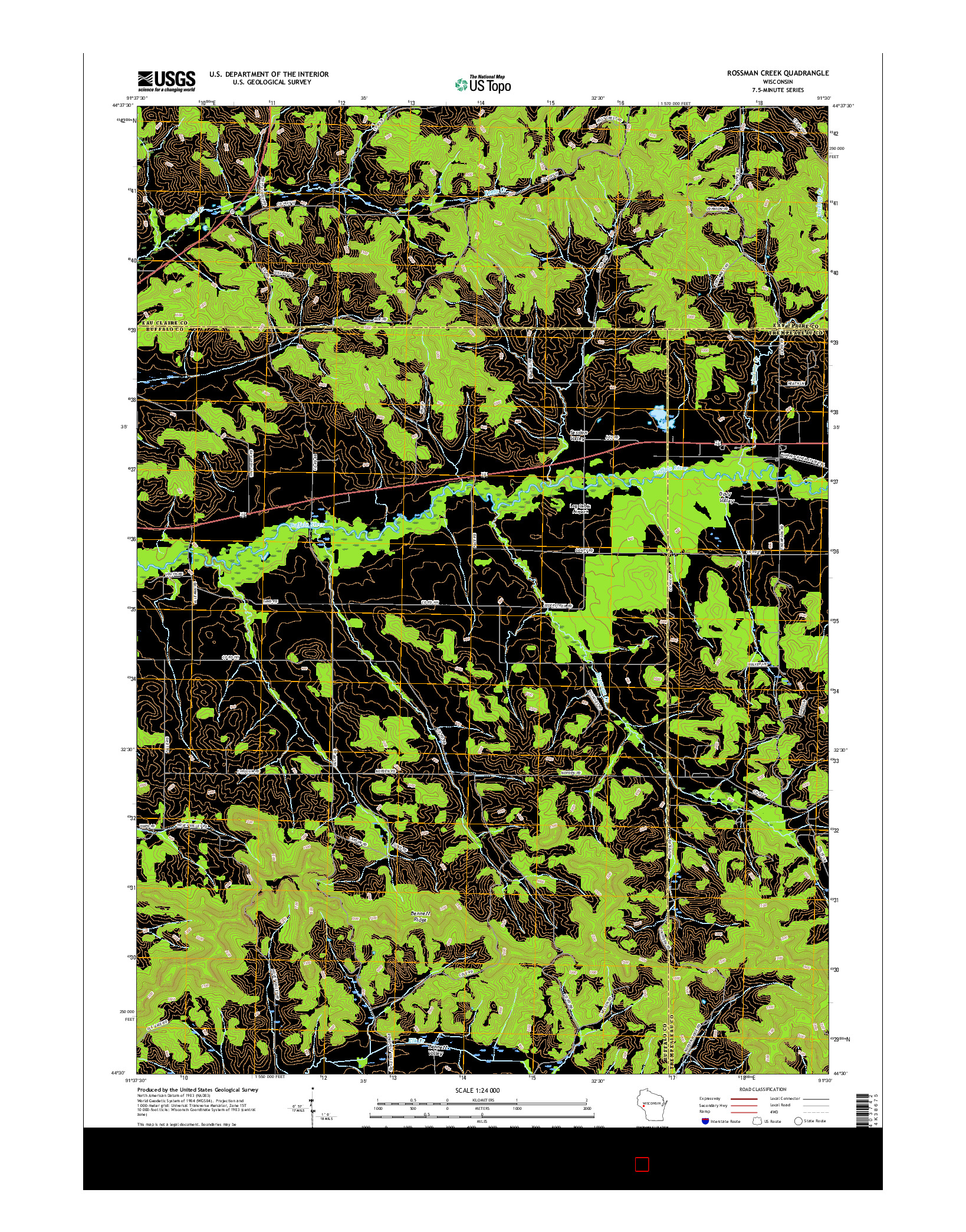 USGS US TOPO 7.5-MINUTE MAP FOR ROSSMAN CREEK, WI 2015