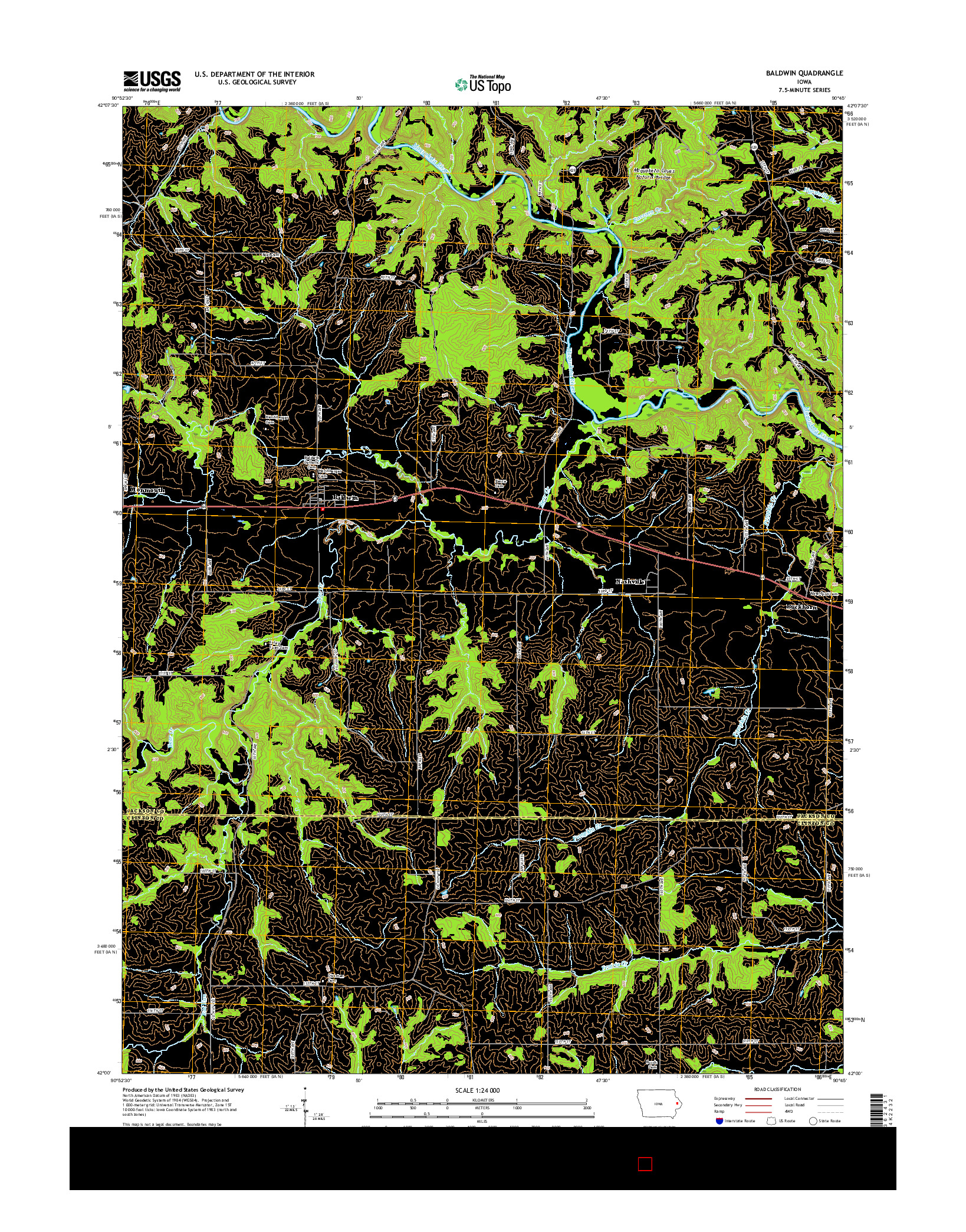 USGS US TOPO 7.5-MINUTE MAP FOR BALDWIN, IA 2015