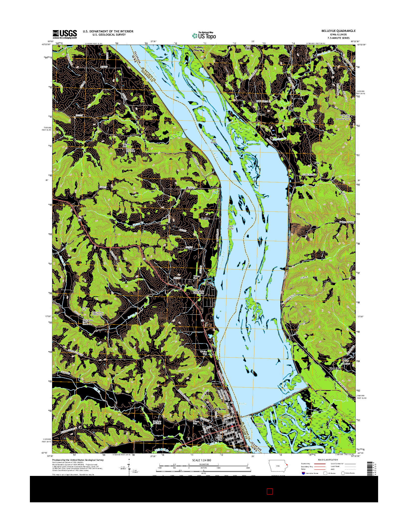 USGS US TOPO 7.5-MINUTE MAP FOR BELLEVUE, IA-IL 2015