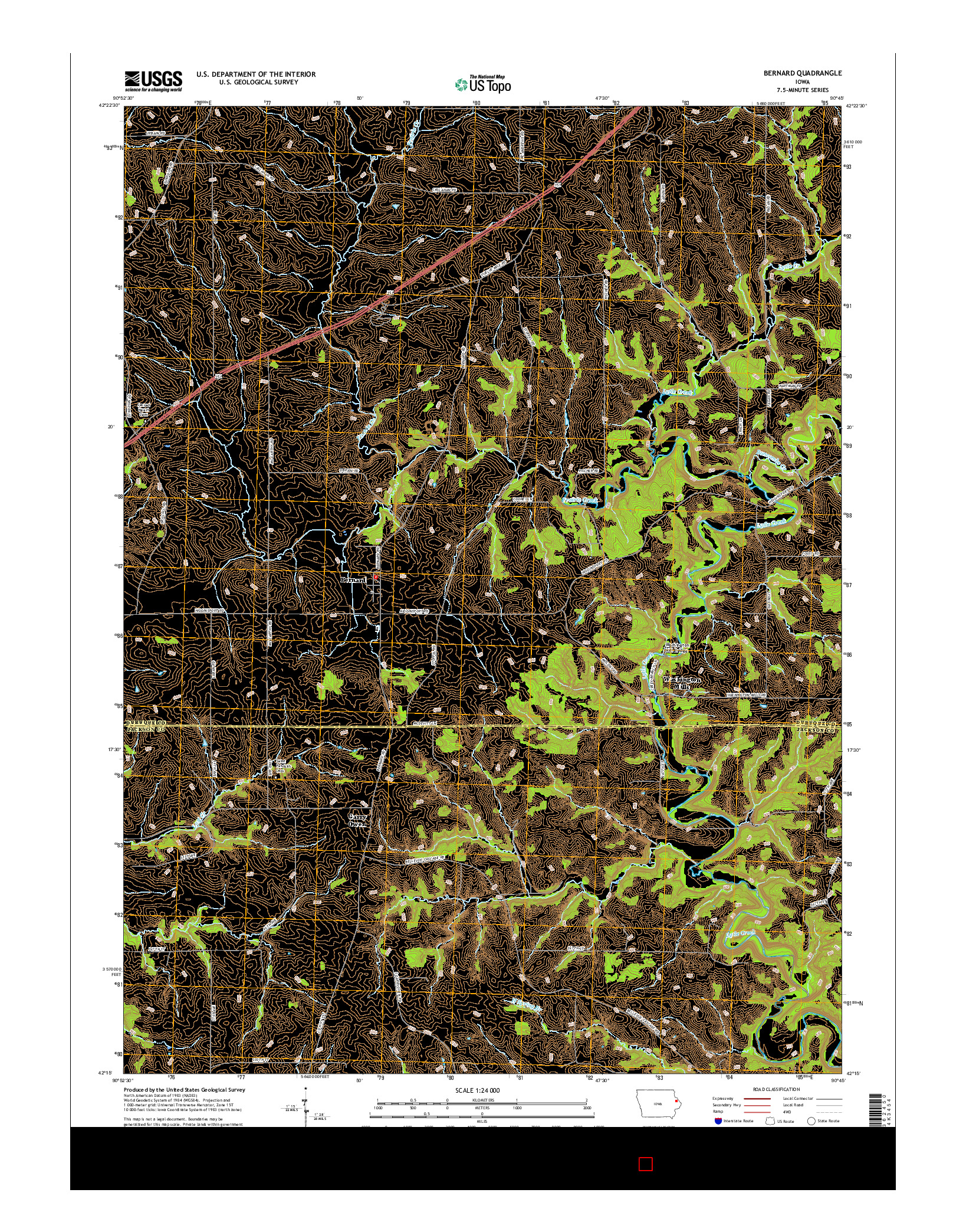 USGS US TOPO 7.5-MINUTE MAP FOR BERNARD, IA 2015